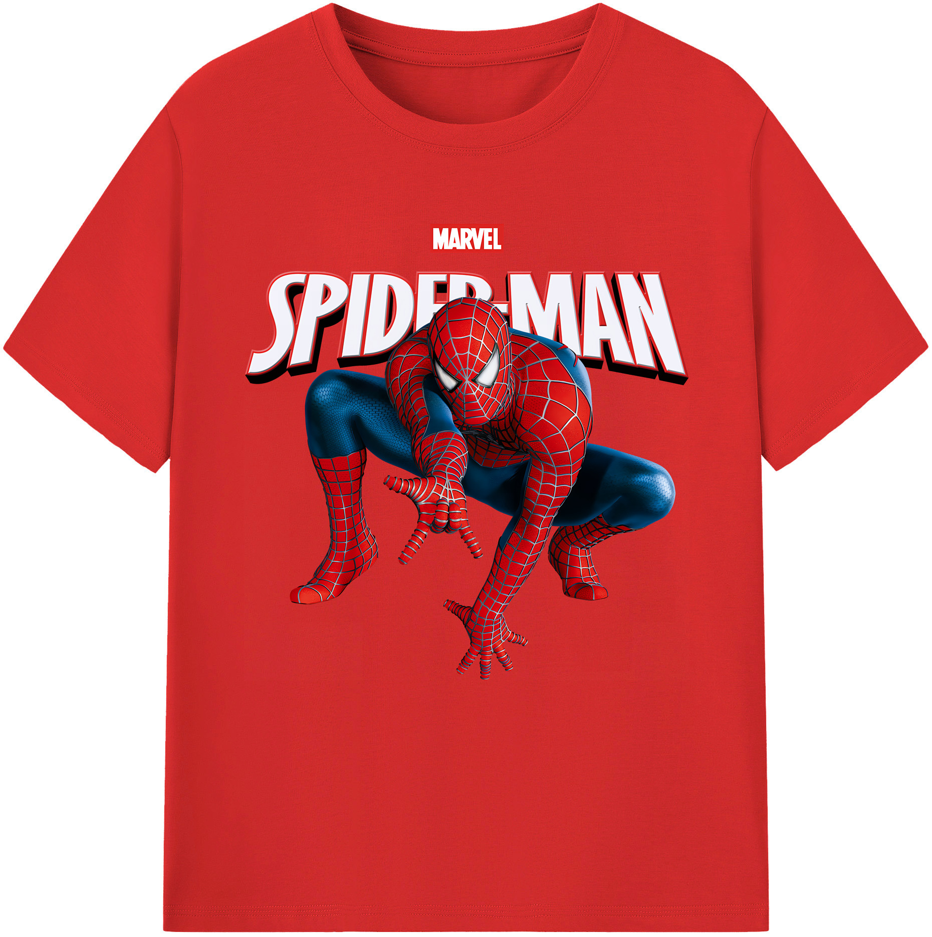 （画像用） Spider Man スパイダーマン 綿100％半袖Tシャツ（フロントプリント）