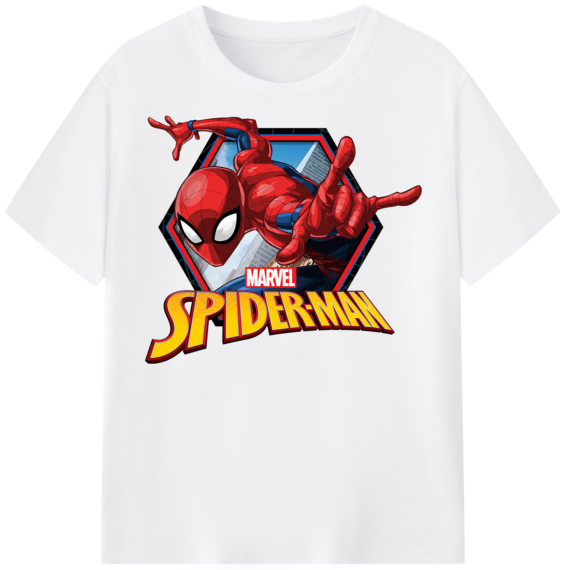 （画像用） Spider Man スパイダーマン 綿100％半袖Tシャツ（フロントプリント）