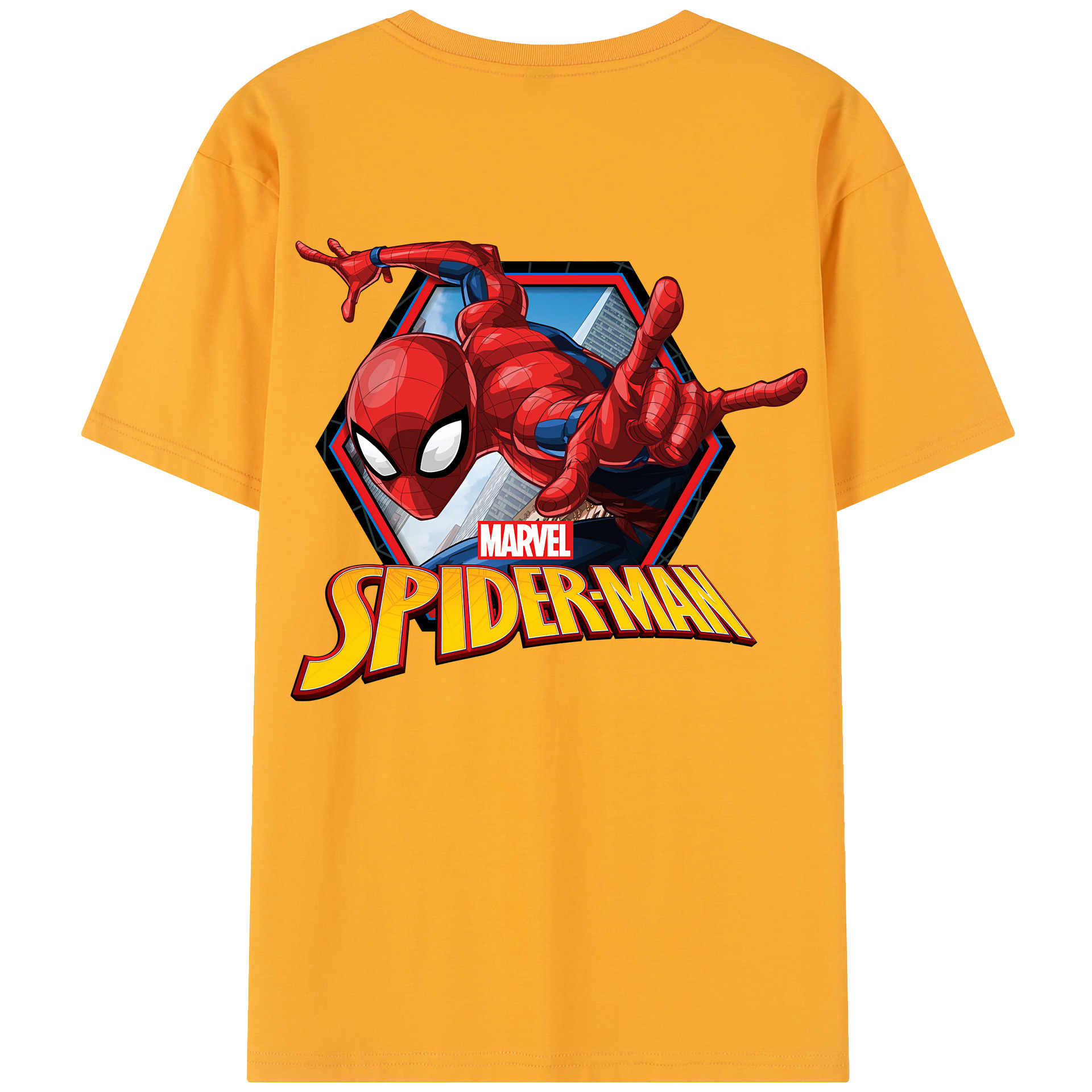 （画像用） Spider Man スパイダーマン 綿100％半袖Tシャツ（背面プリント）