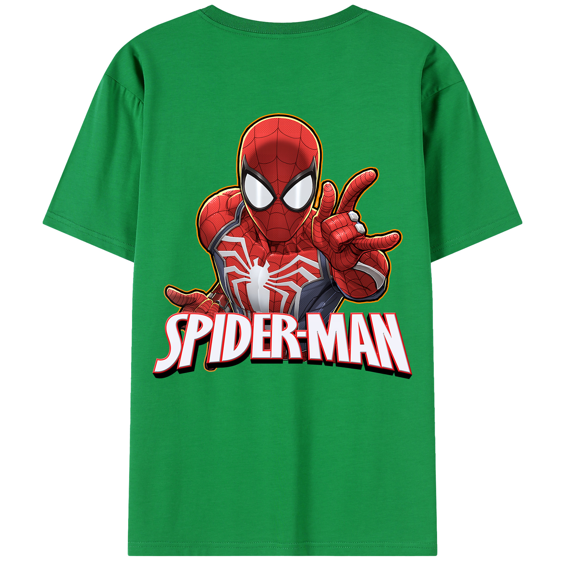 （画像用） Spider Man スパイダーマン 綿100％半袖Tシャツ（背面プリント）
