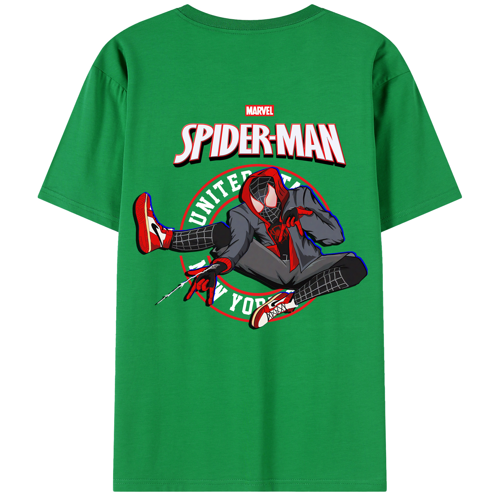 （画像用） Spider Man スパイダーマン 綿100％半袖Tシャツ（背面プリント）