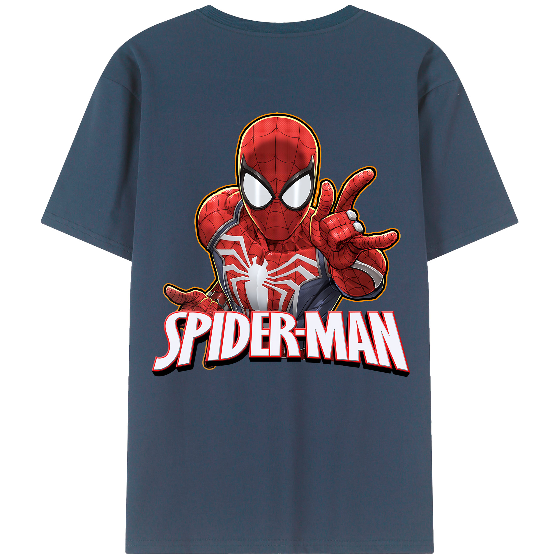 （画像用） Spider Man スパイダーマン 綿100％半袖Tシャツ（背面プリント）