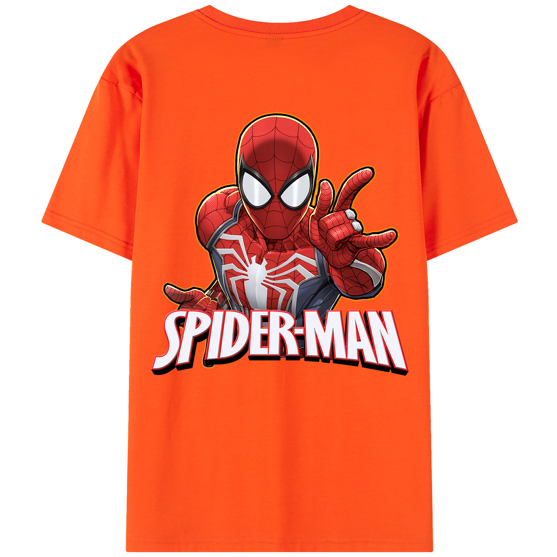 （画像用） Spider Man スパイダーマン 綿100％半袖Tシャツ（背面プリント）