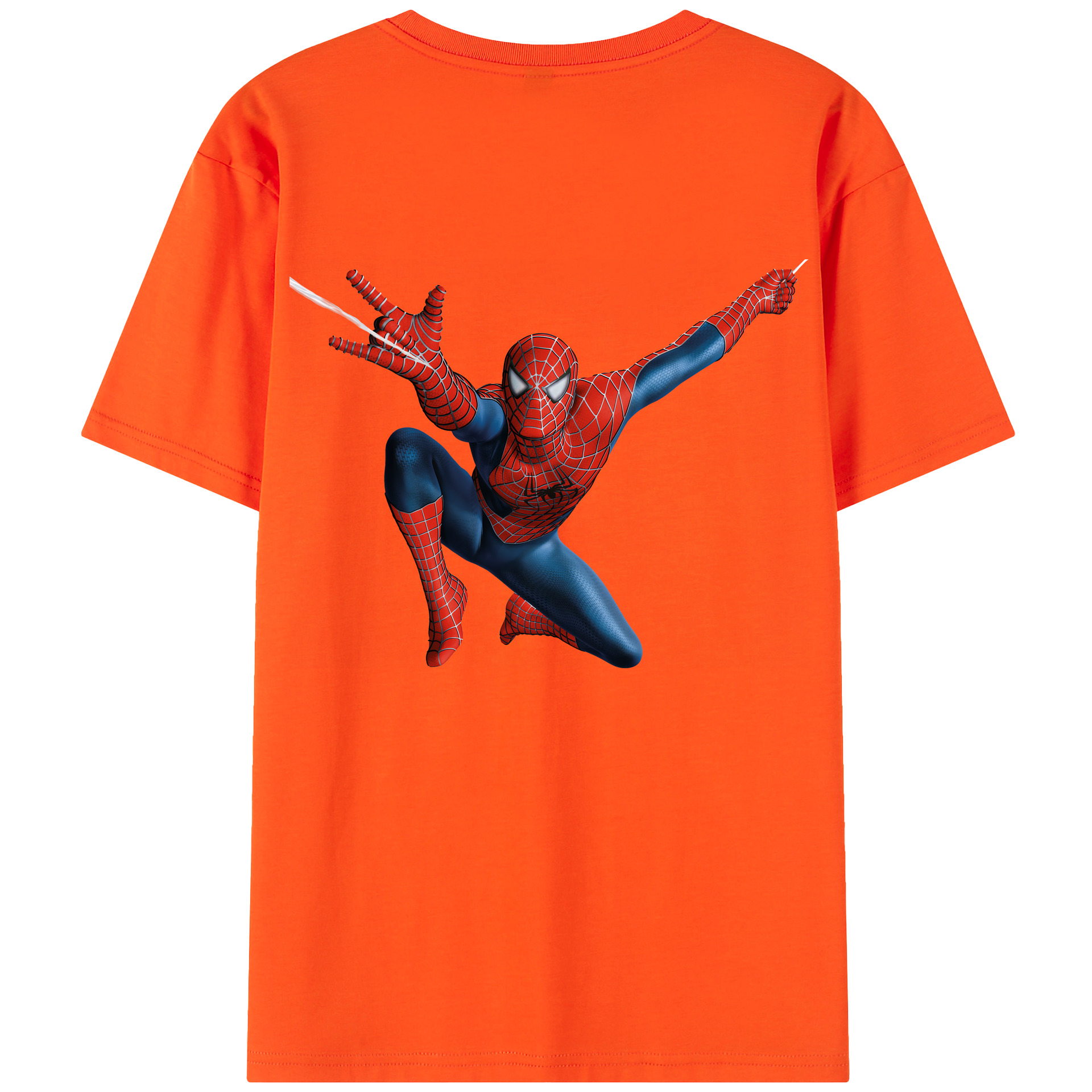 （画像用） Spider Man スパイダーマン 綿100％半袖Tシャツ（背面プリント）
