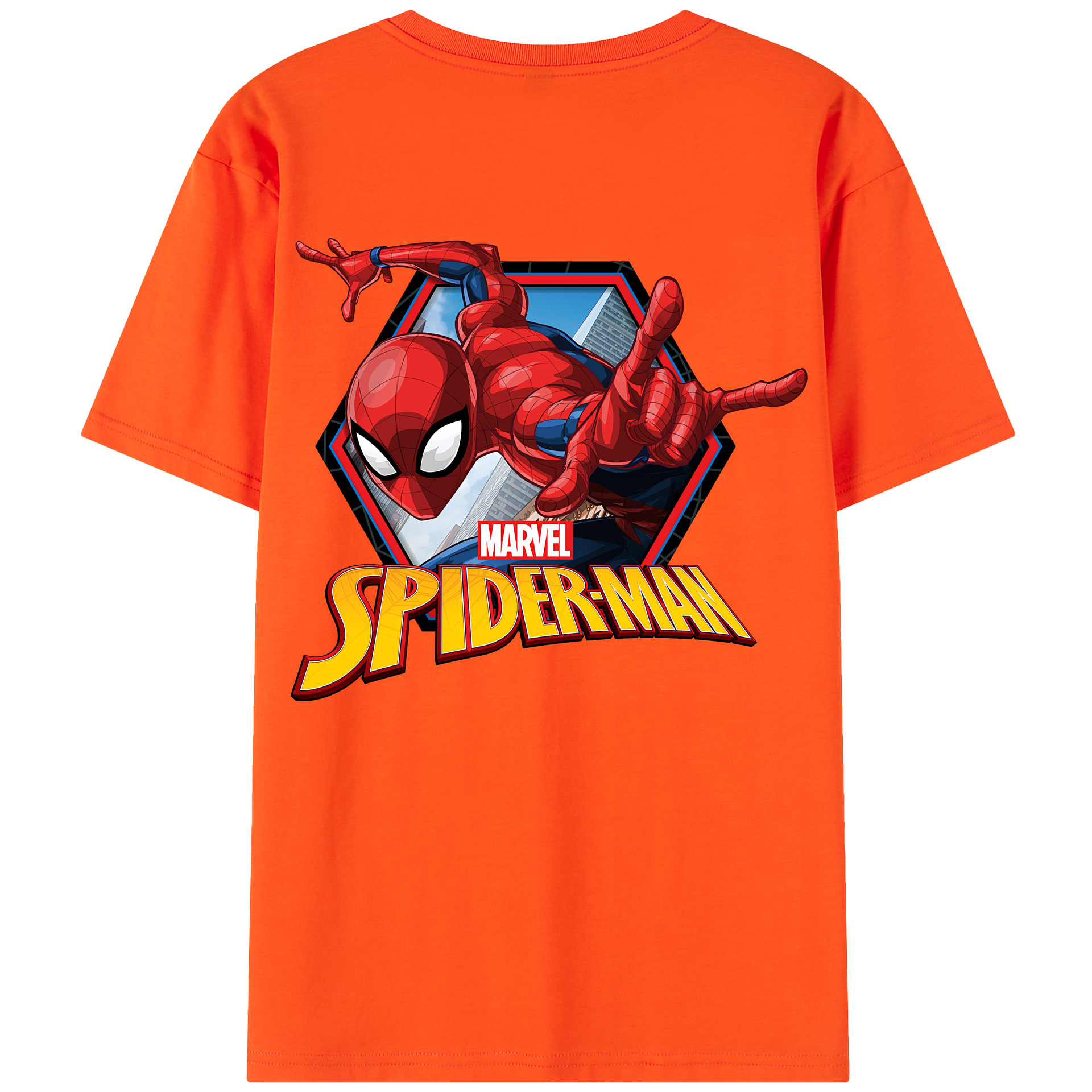（画像用） Spider Man スパイダーマン 綿100％半袖Tシャツ（背面プリント）