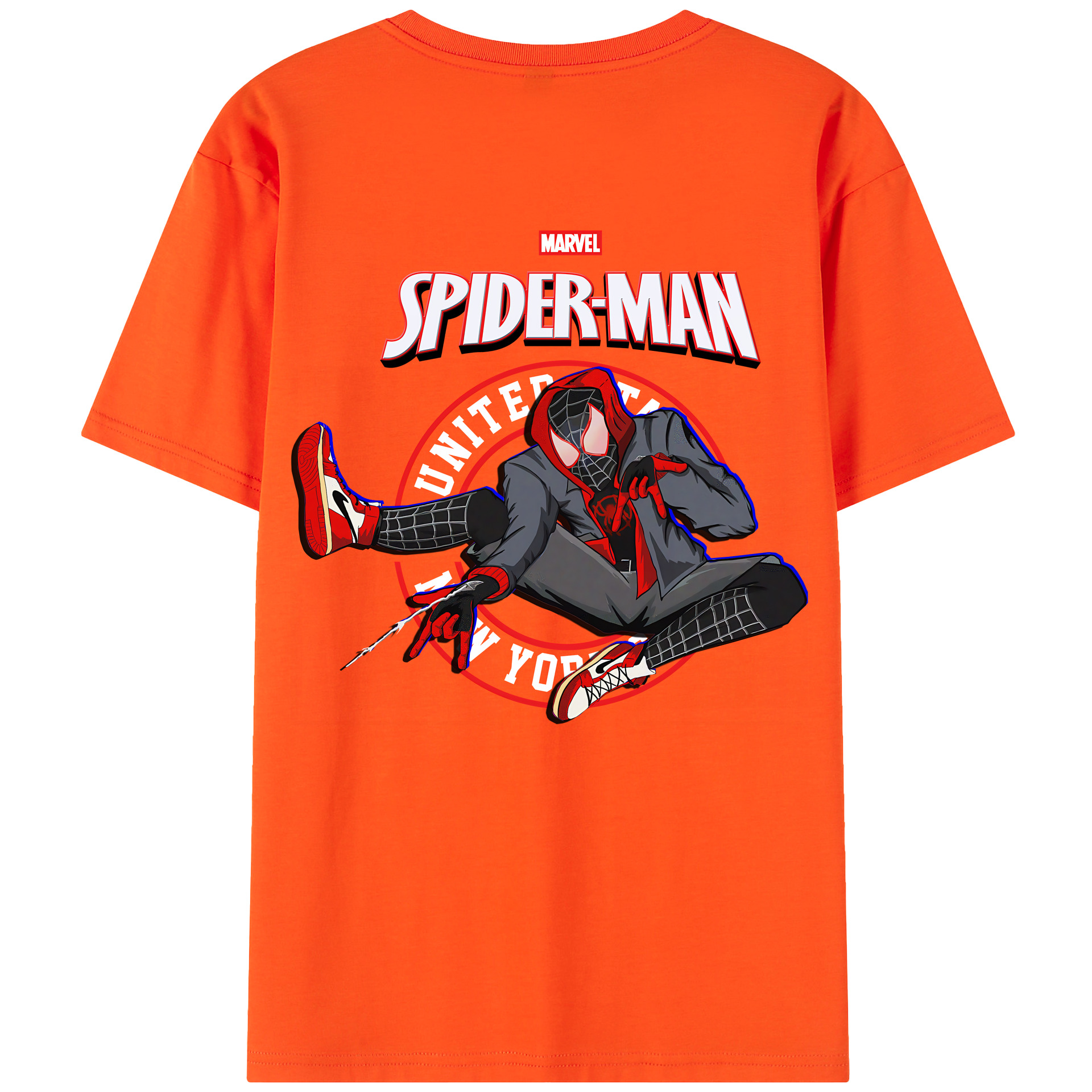 （画像用） Spider Man スパイダーマン 綿100％半袖Tシャツ（背面プリント）