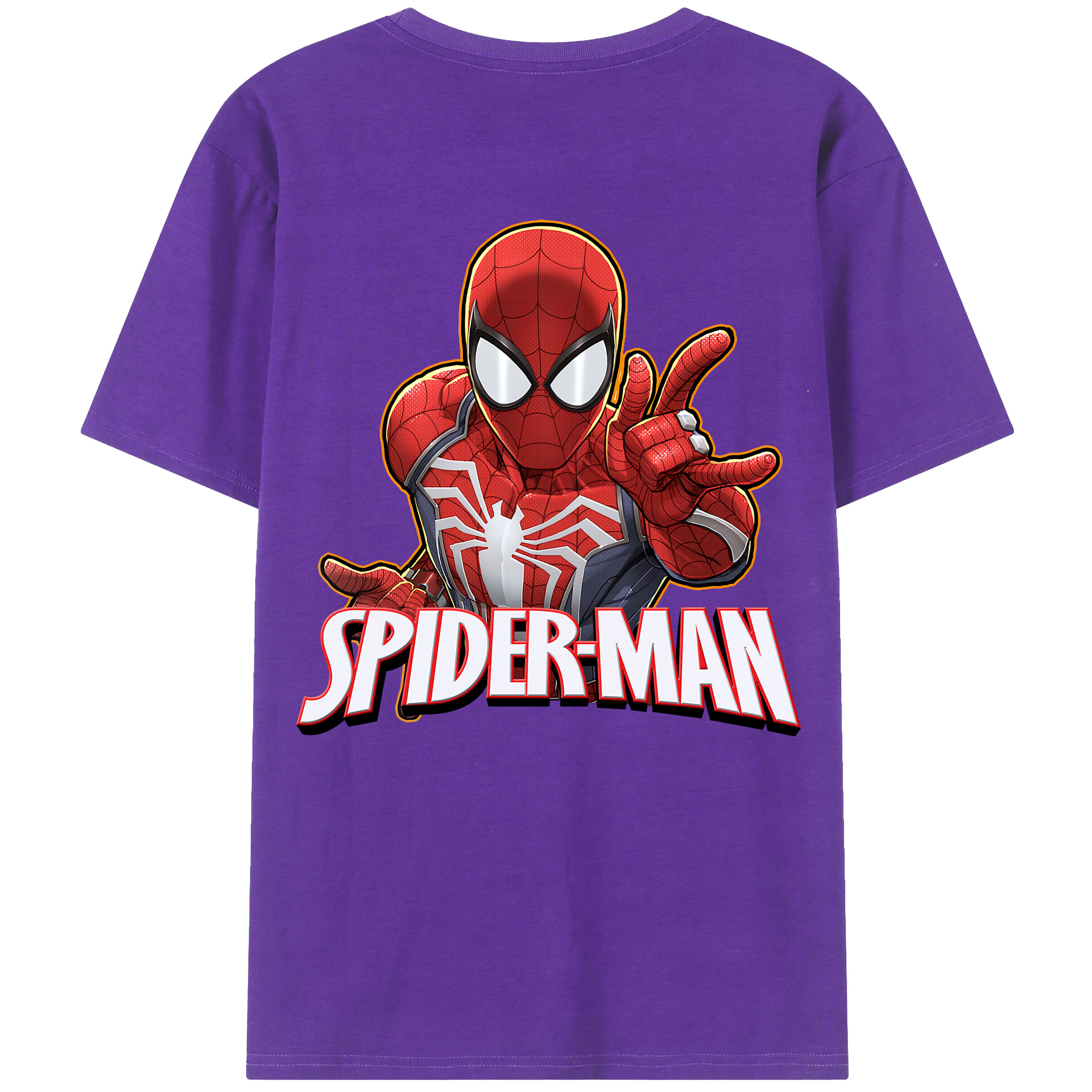（画像用） Spider Man スパイダーマン 綿100％半袖Tシャツ（背面プリント）