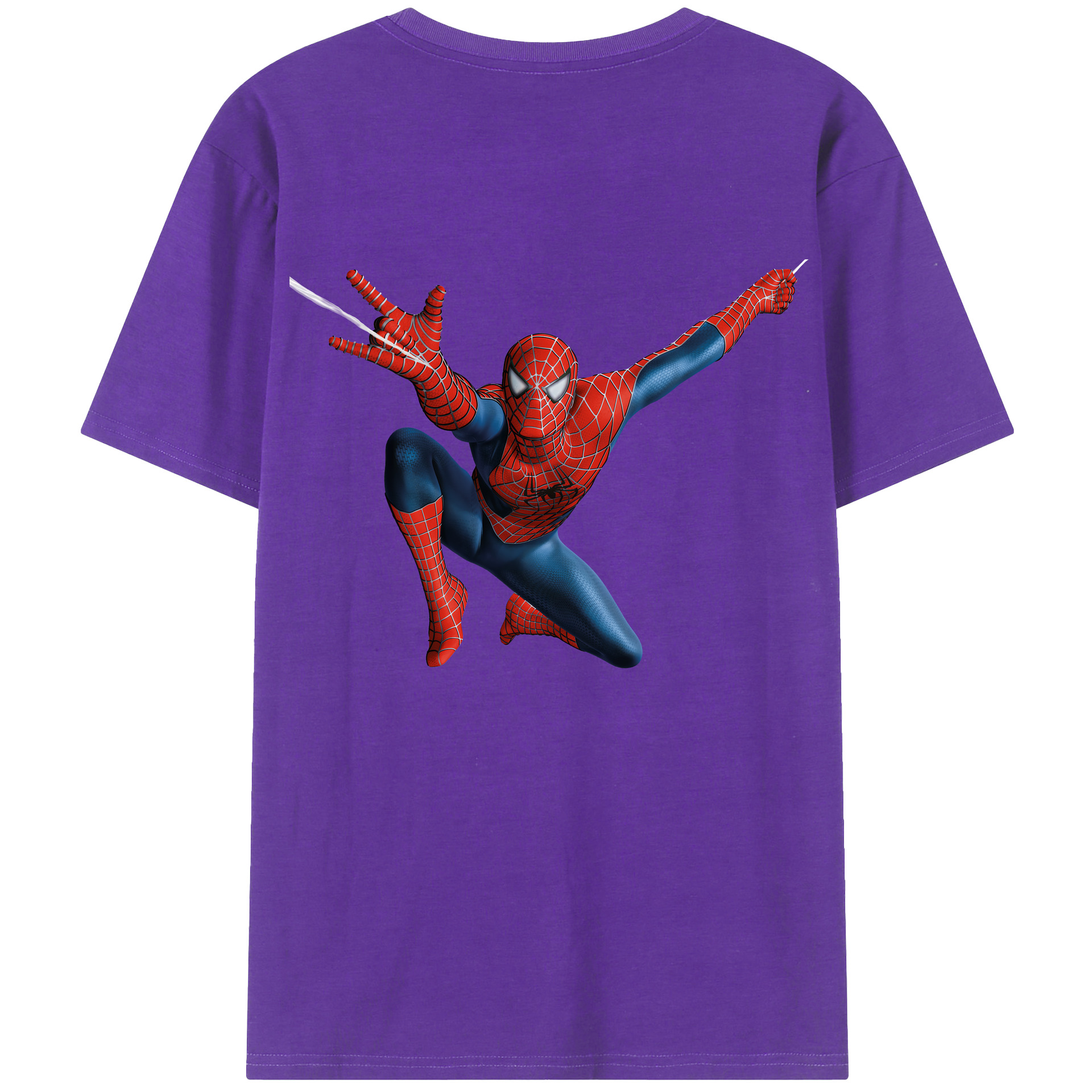 （画像用） Spider Man スパイダーマン 綿100％半袖Tシャツ（背面プリント）