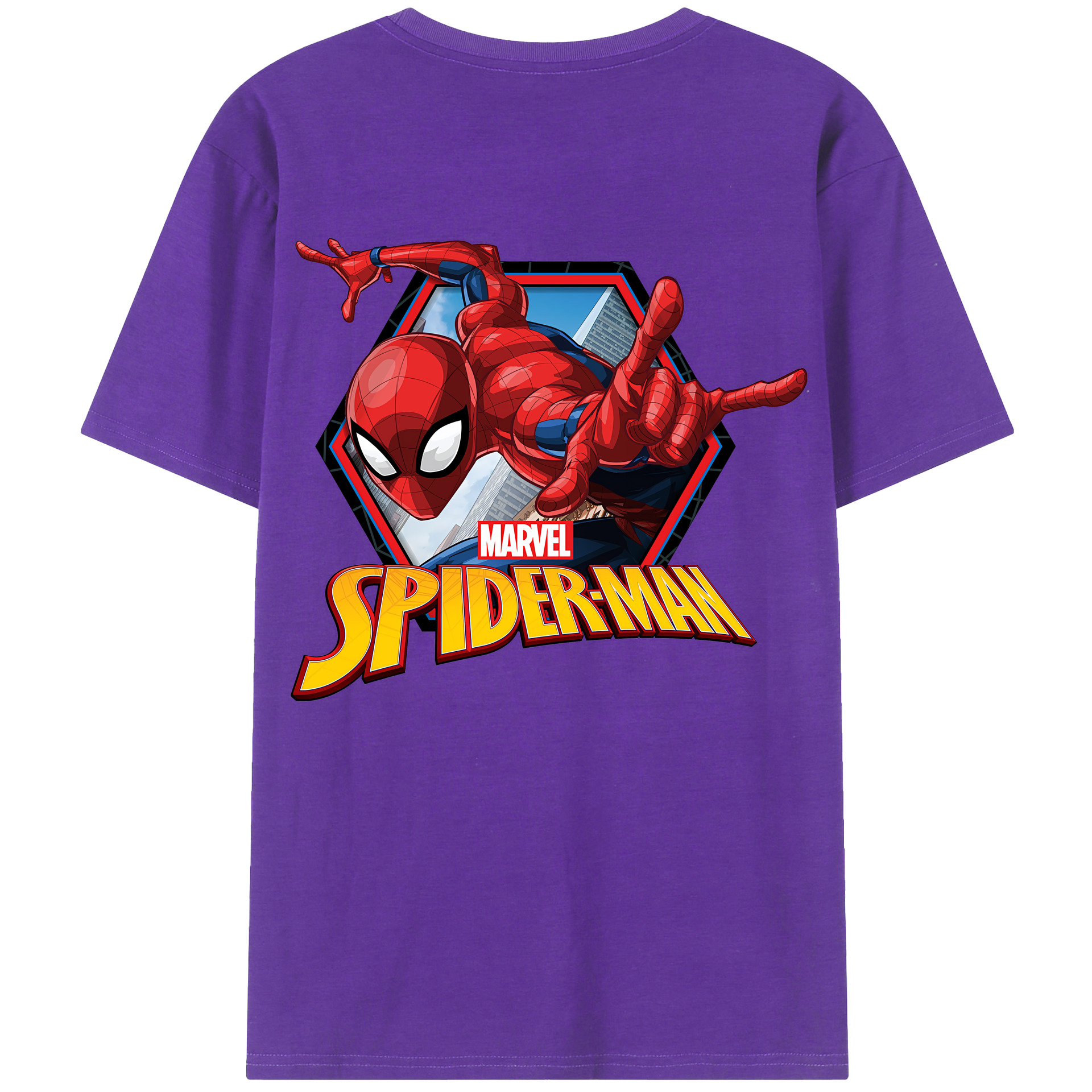 （画像用） Spider Man スパイダーマン 綿100％半袖Tシャツ（背面プリント）