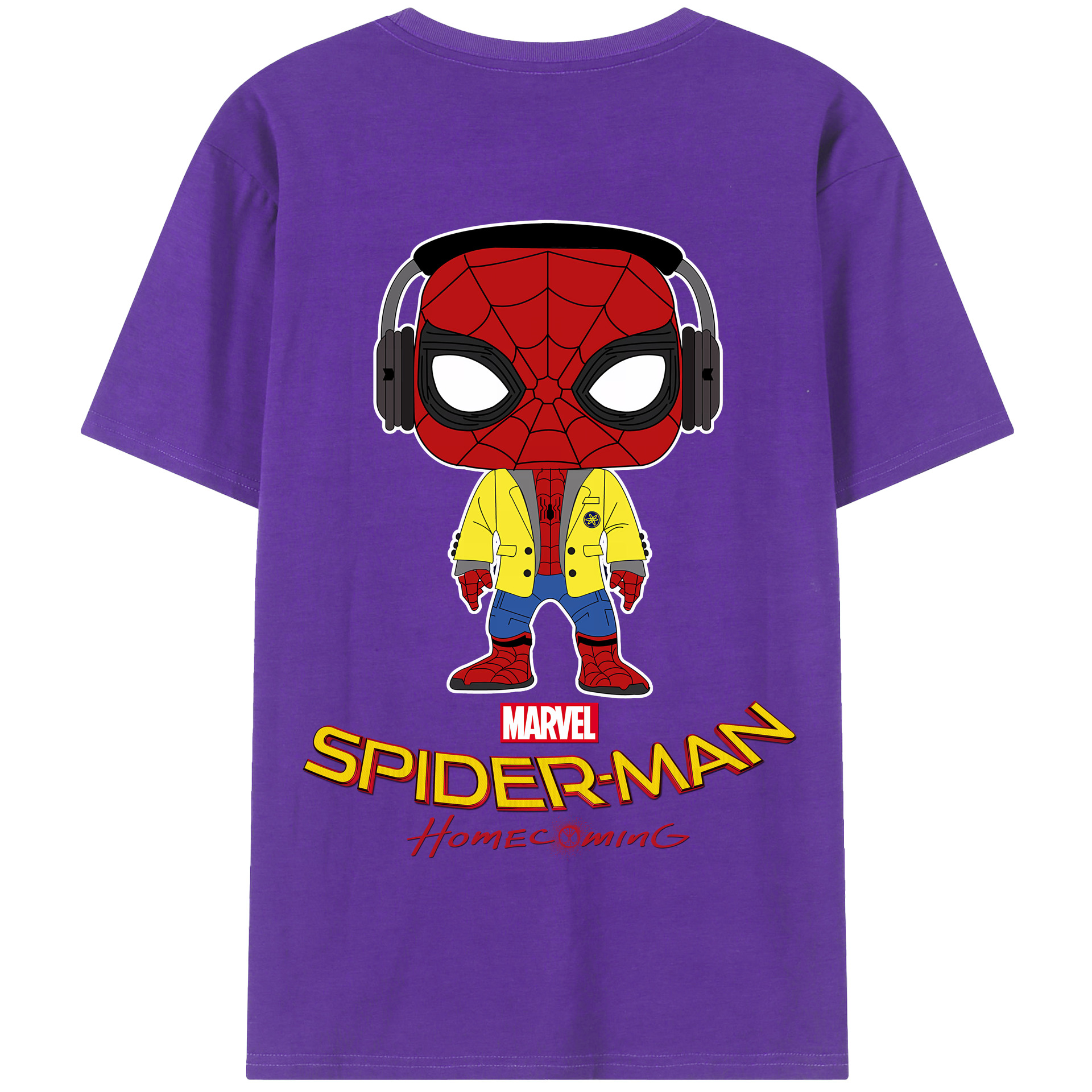 （画像用） Spider Man スパイダーマン 綿100％半袖Tシャツ（背面プリント）