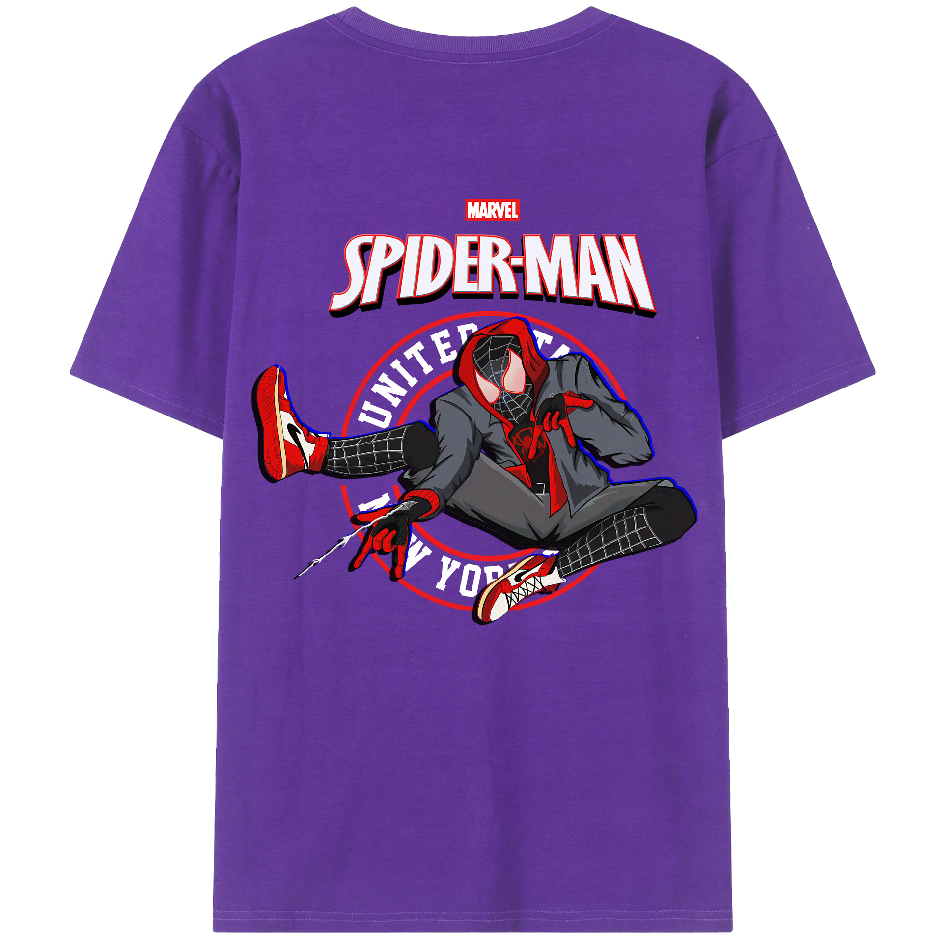（画像用） Spider Man スパイダーマン 綿100％半袖Tシャツ（背面プリント）