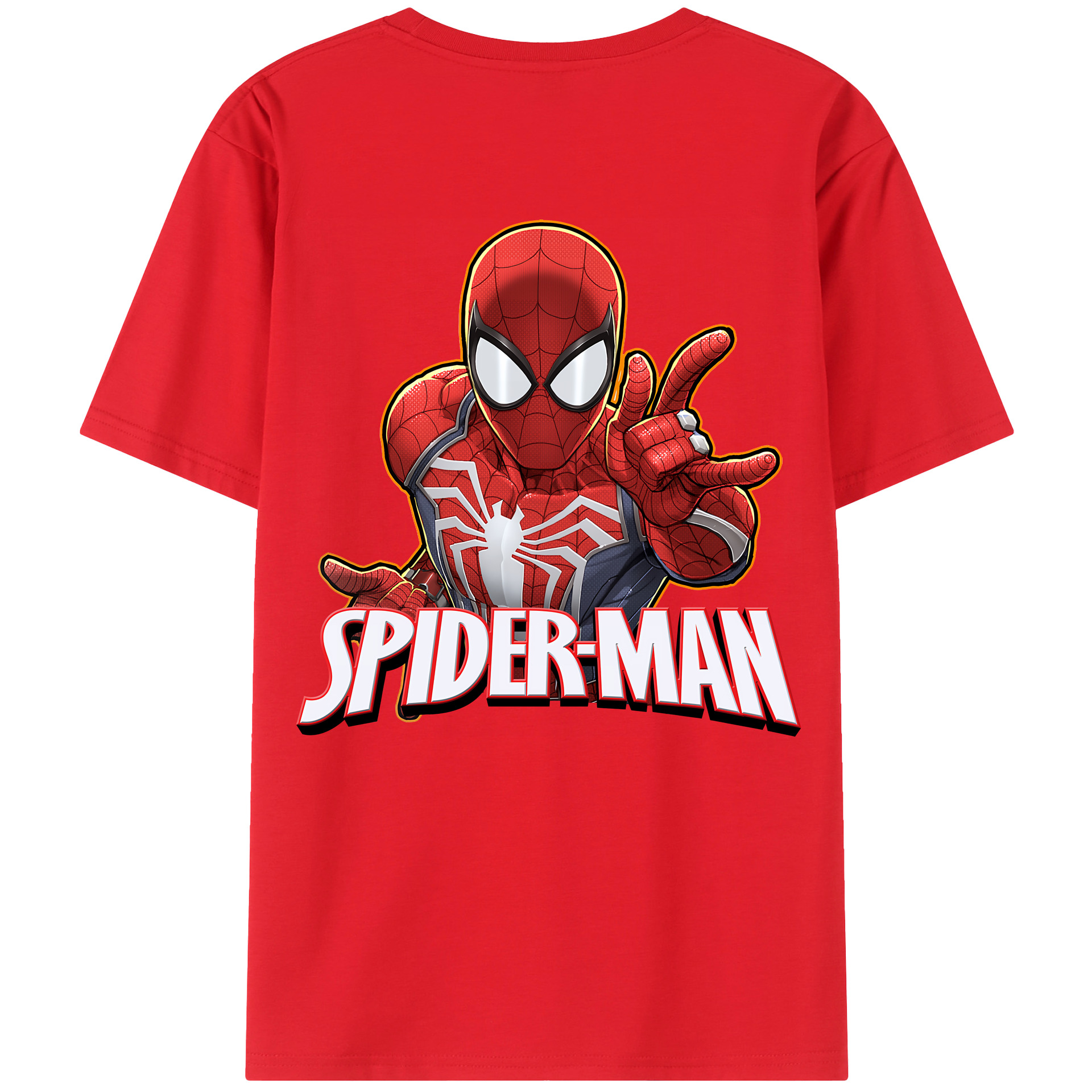 （画像用） Spider Man スパイダーマン 綿100％半袖Tシャツ（背面プリント）