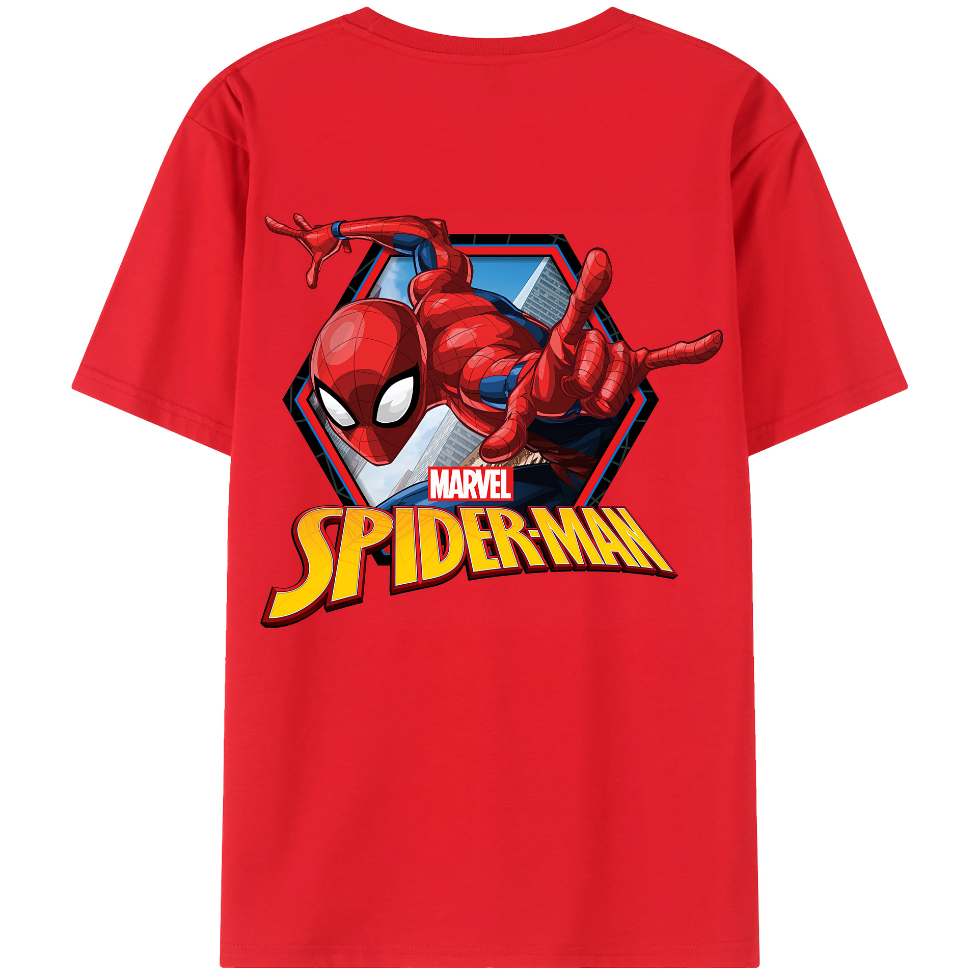 （画像用） Spider Man スパイダーマン 綿100％半袖Tシャツ（背面プリント）