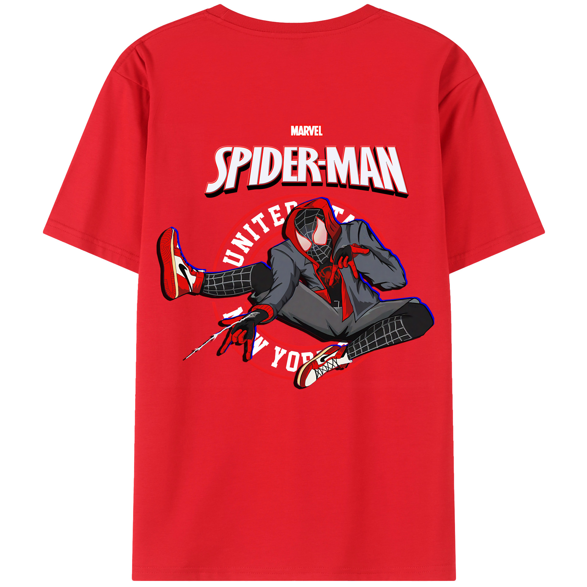 （画像用） Spider Man スパイダーマン 綿100％半袖Tシャツ（背面プリント）