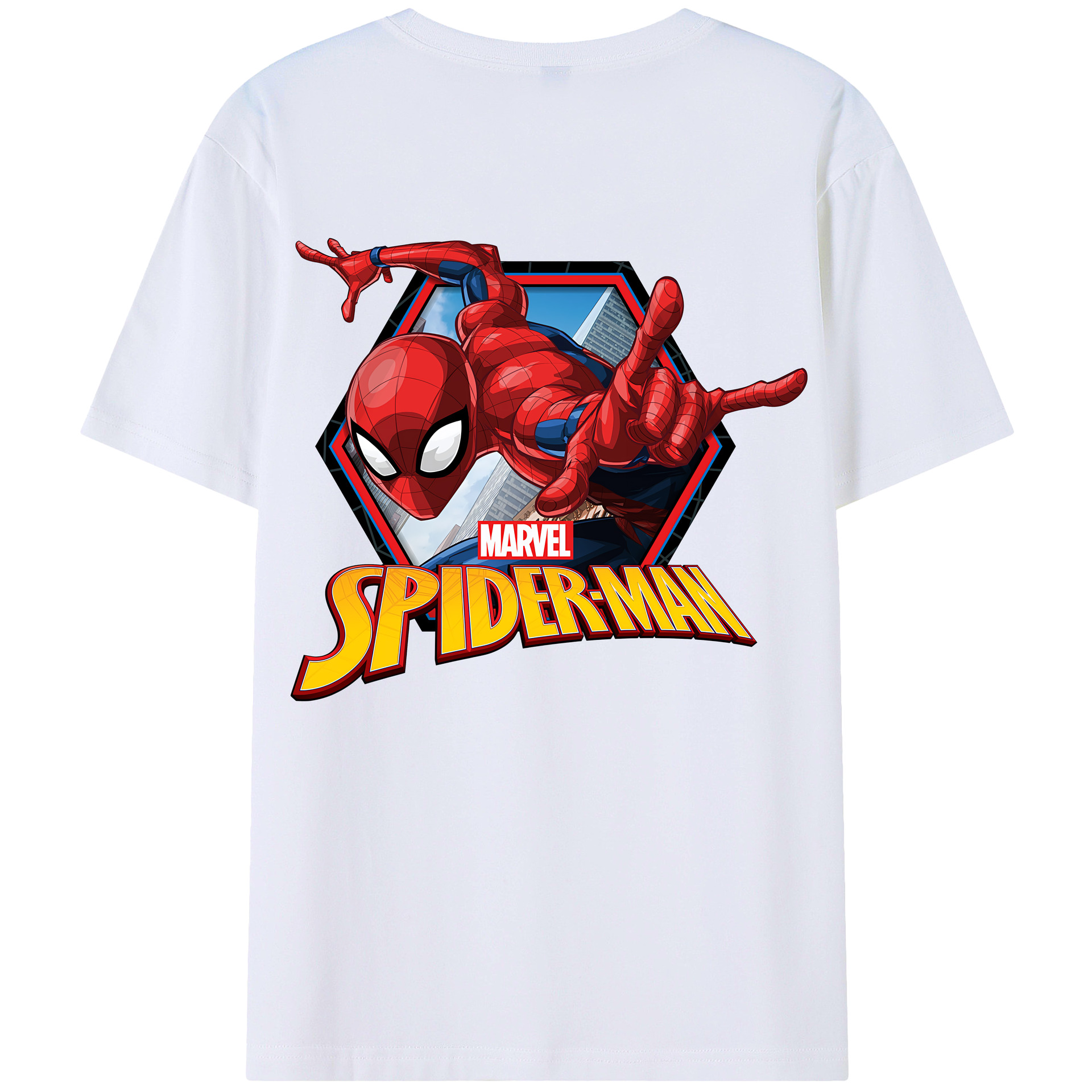 （画像用） Spider Man スパイダーマン 綿100％半袖Tシャツ（背面プリント）