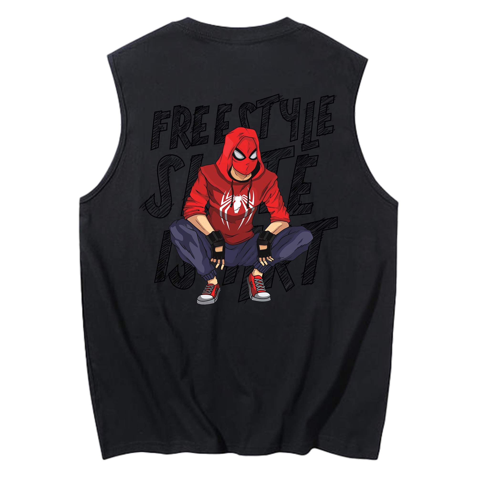 （画像用） Spider Man スパイダーマン コットン100％タンクトップ（背面プリント）