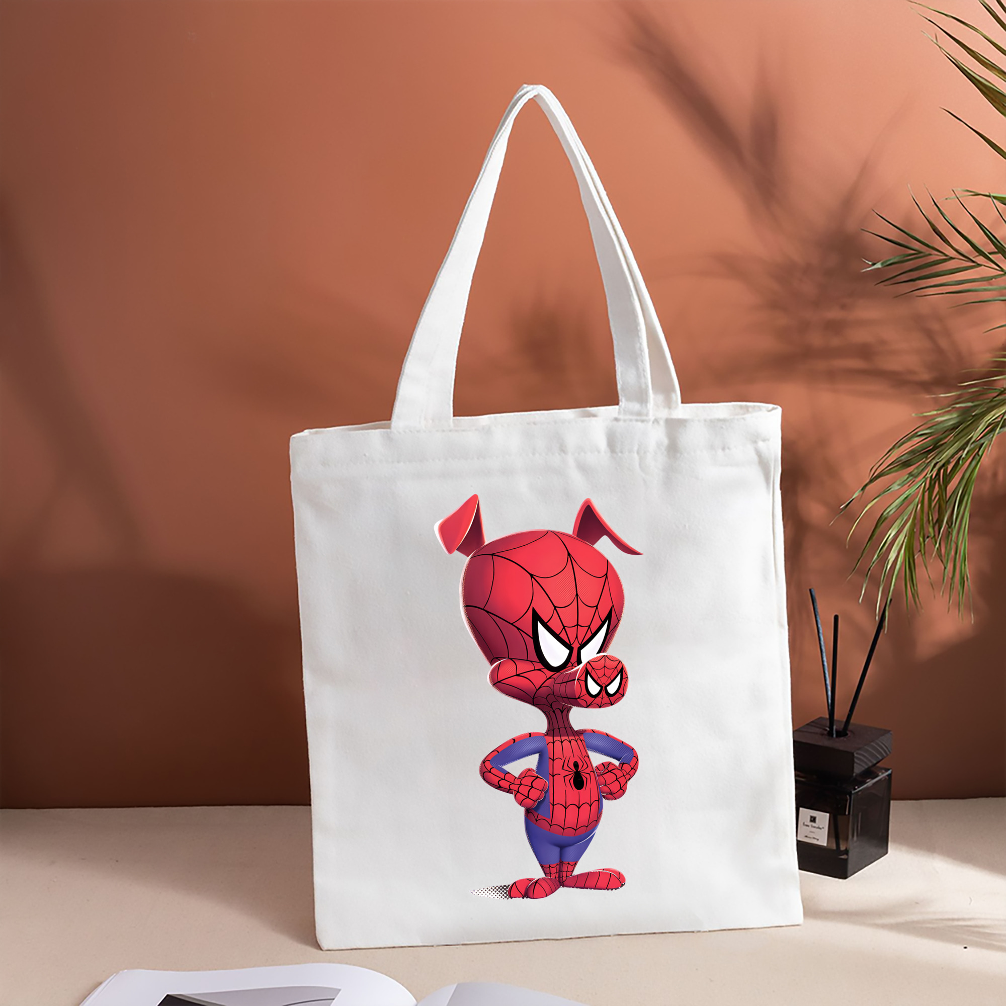 Spider Man スパイダーマン 縦型キャンバス生地手提げバッグ　トートバッグ