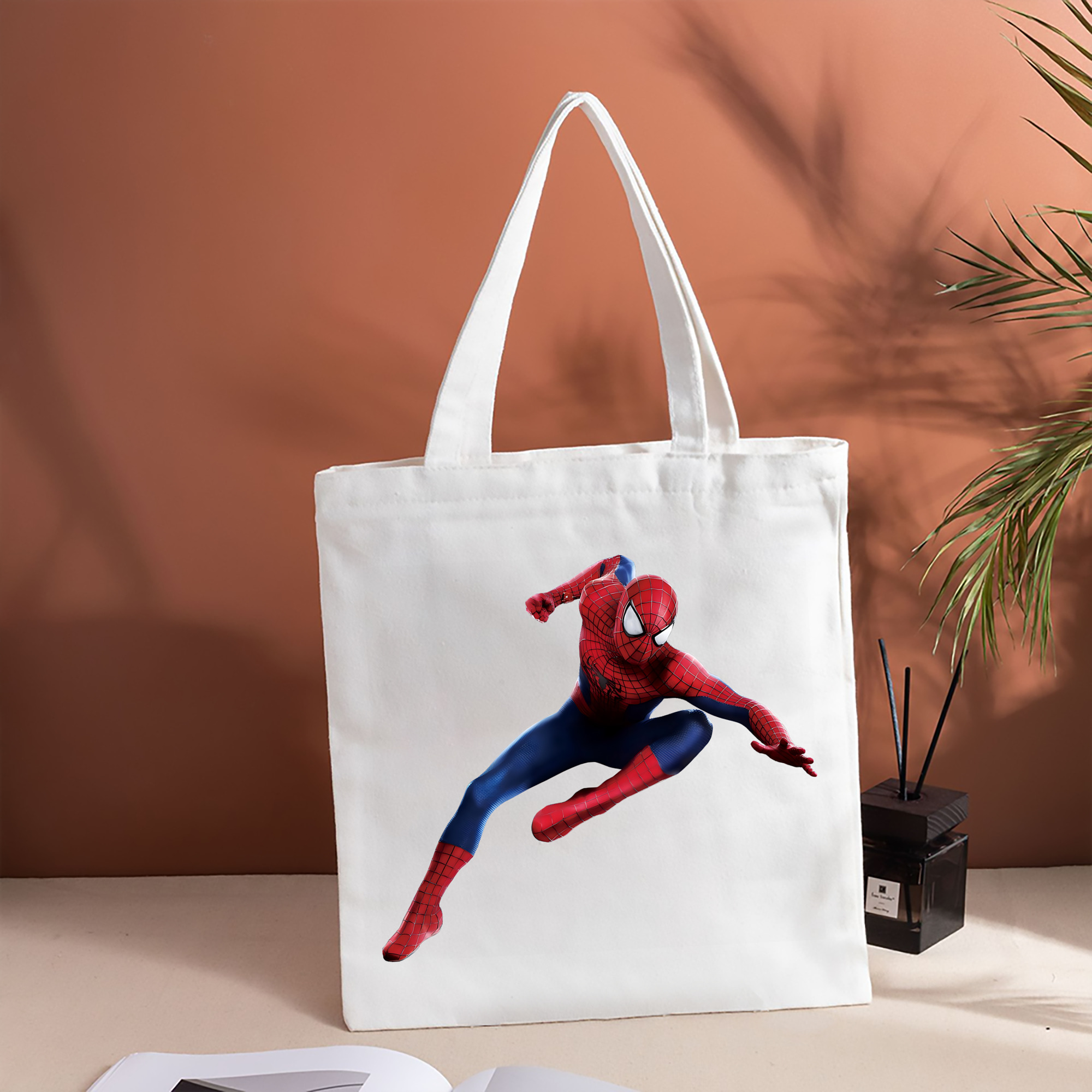 Spider Man スパイダーマン 縦型キャンバス生地手提げバッグ　トートバッグ