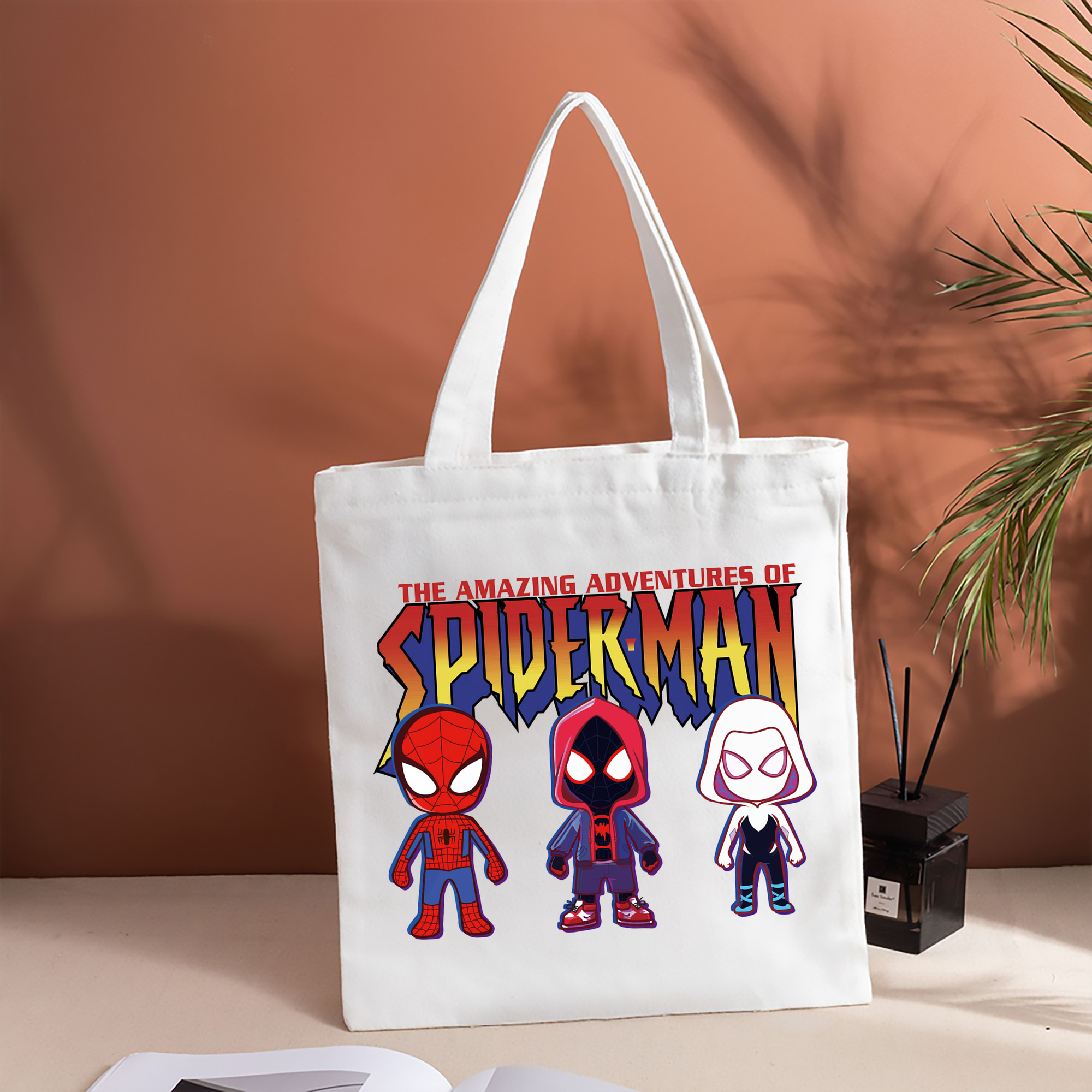 Spider Man スパイダーマン 縦型キャンバス生地手提げバッグ　トートバッグ