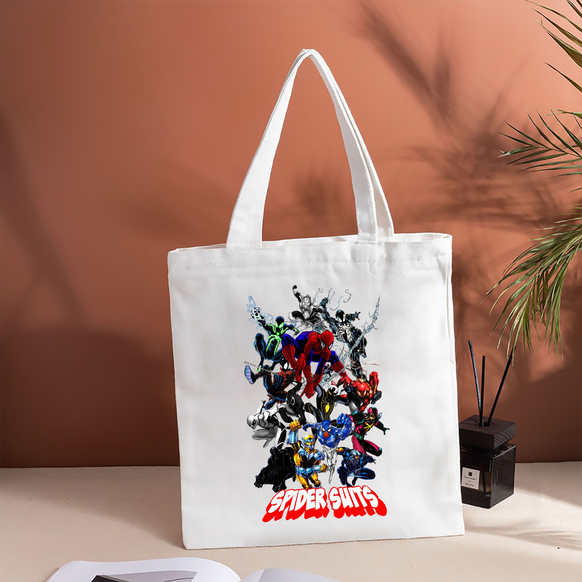 Spider Man スパイダーマン 縦型キャンバス生地手提げバッグ　トートバッグ