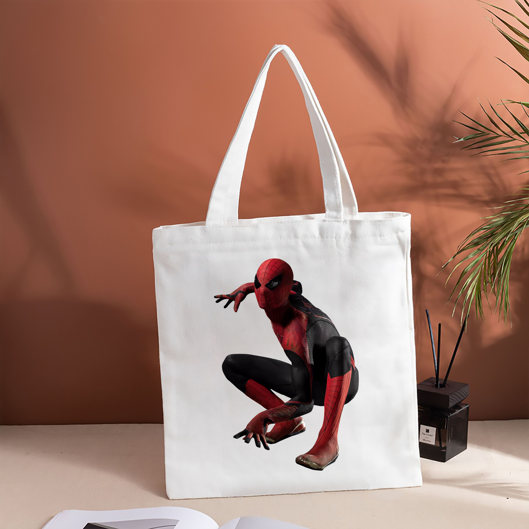Spider Man スパイダーマン 縦型キャンバス生地手提げバッグ　トートバッグ