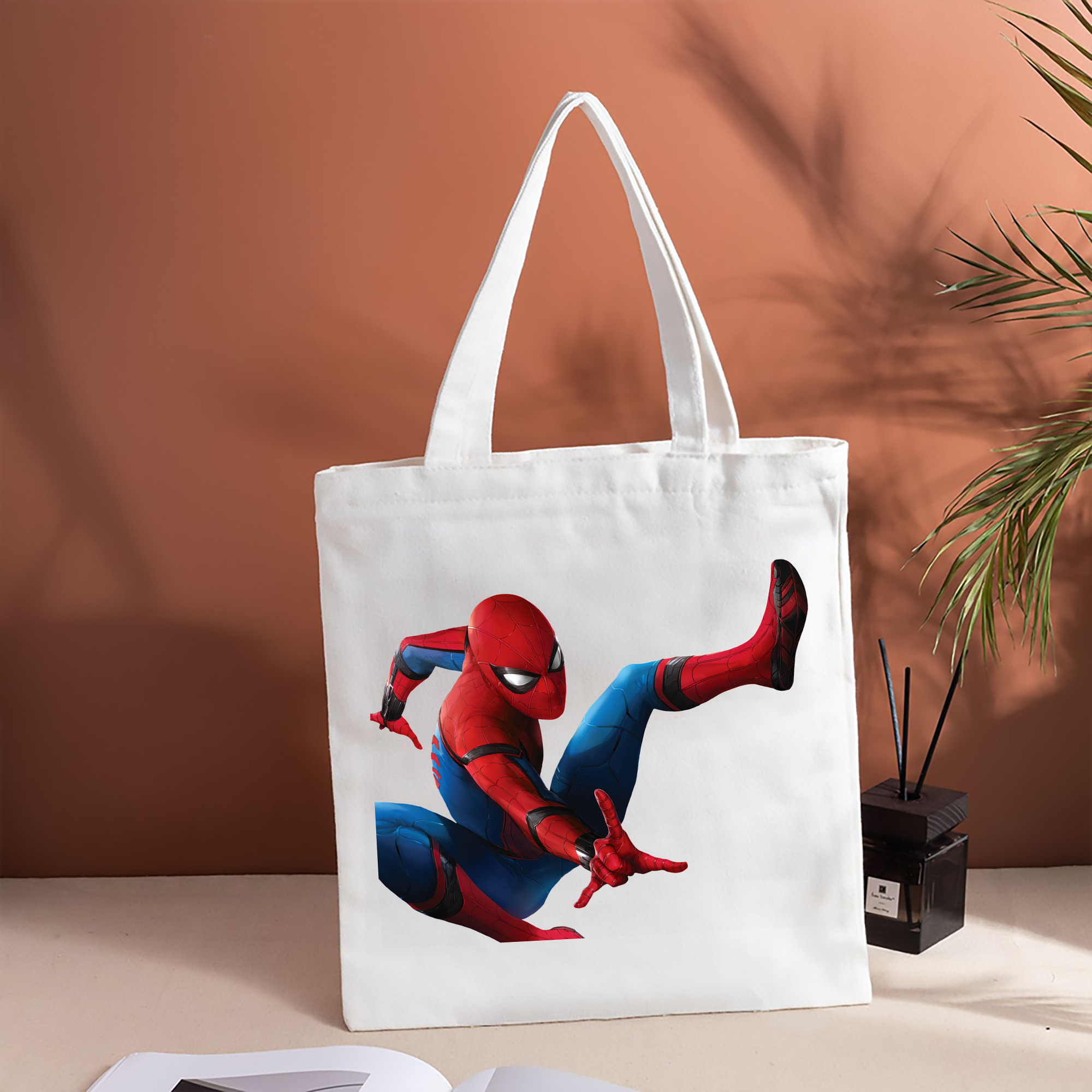 Spider Man スパイダーマン 縦型キャンバス生地手提げバッグ　トートバッグ