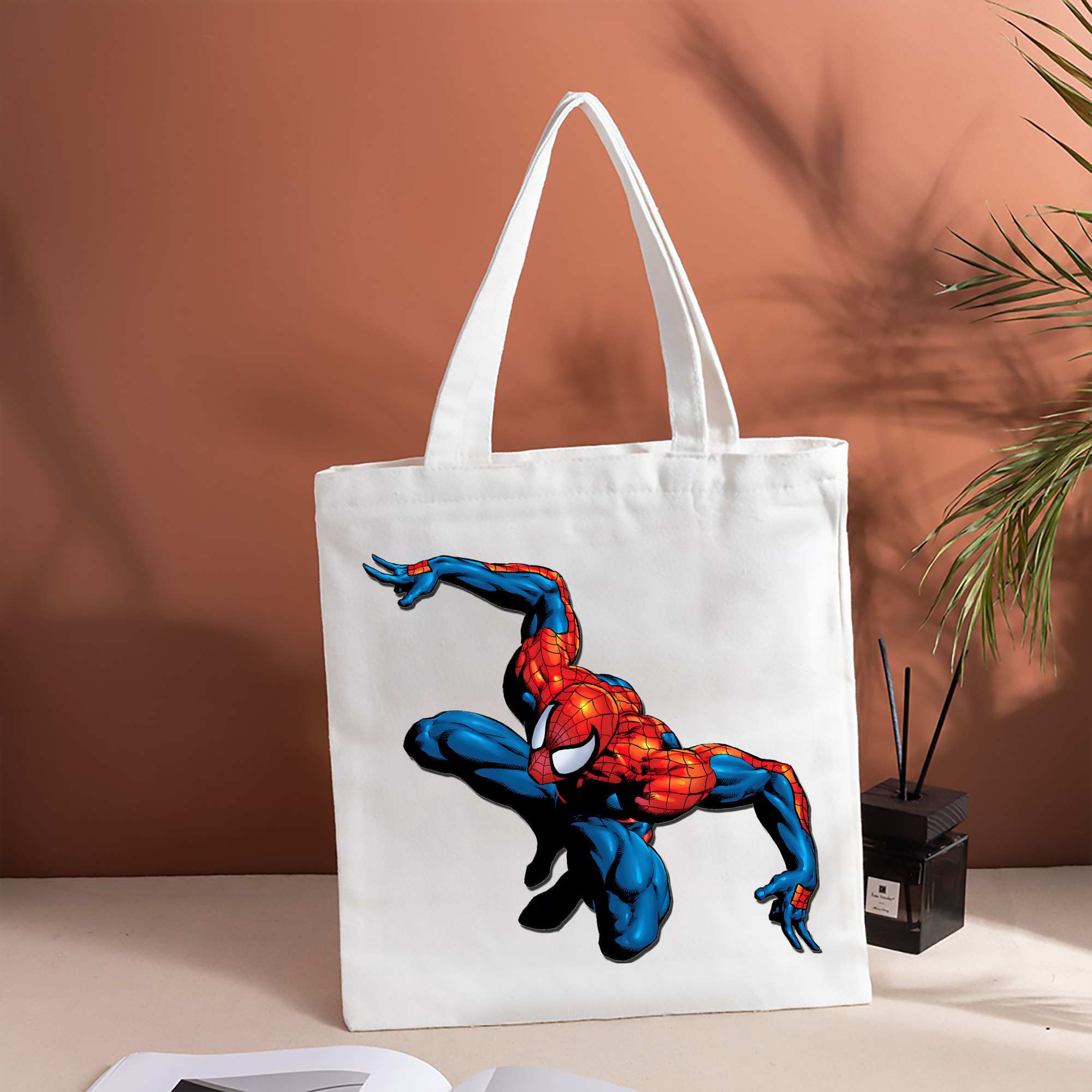 Spider Man スパイダーマン 縦型キャンバス生地手提げバッグ　トートバッグ