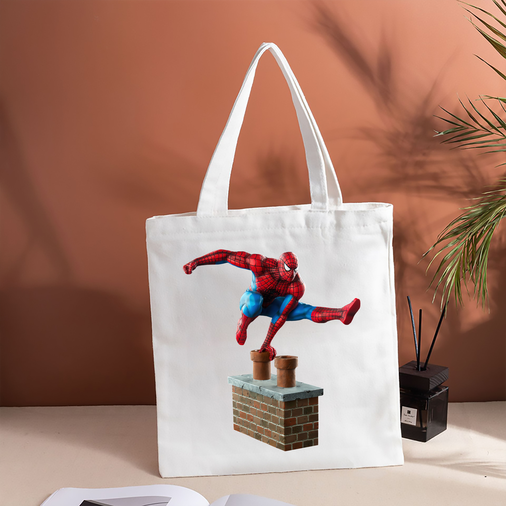 Spider Man スパイダーマン 縦型キャンバス生地手提げバッグ　トートバッグ