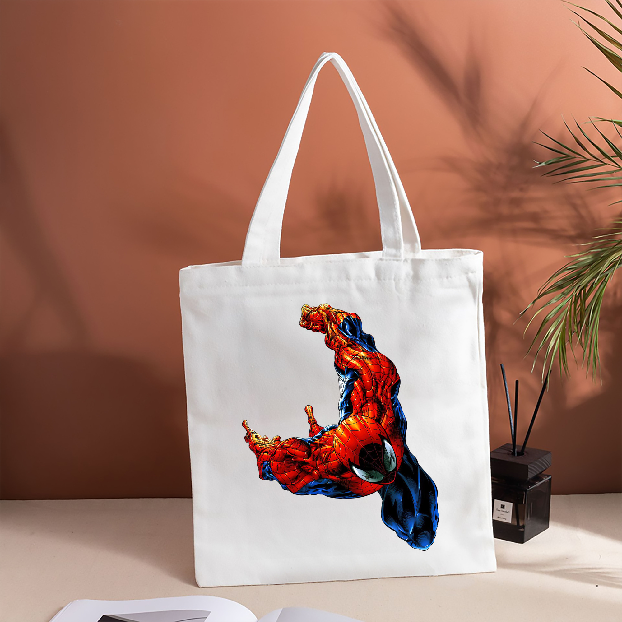 Spider Man スパイダーマン 縦型キャンバス生地手提げバッグ　トートバッグ