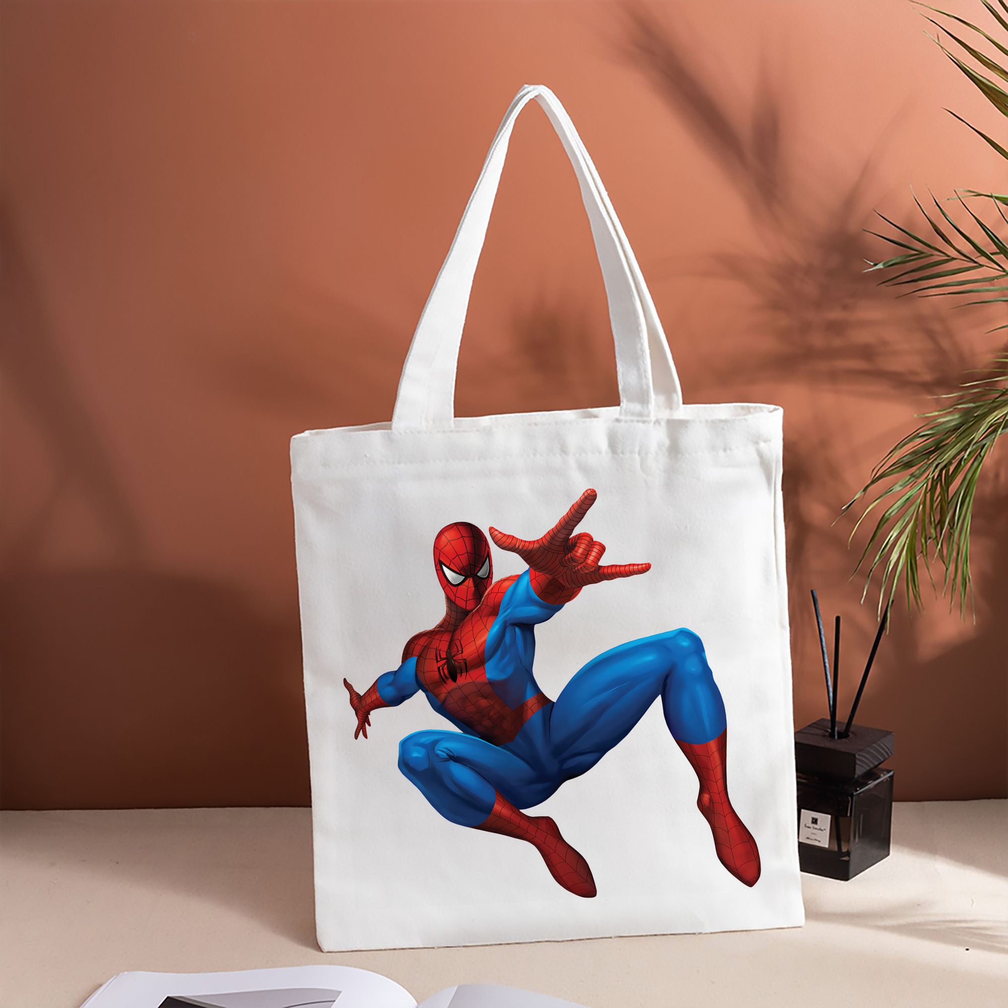 Spider Man スパイダーマン 縦型キャンバス生地手提げバッグ　トートバッグ