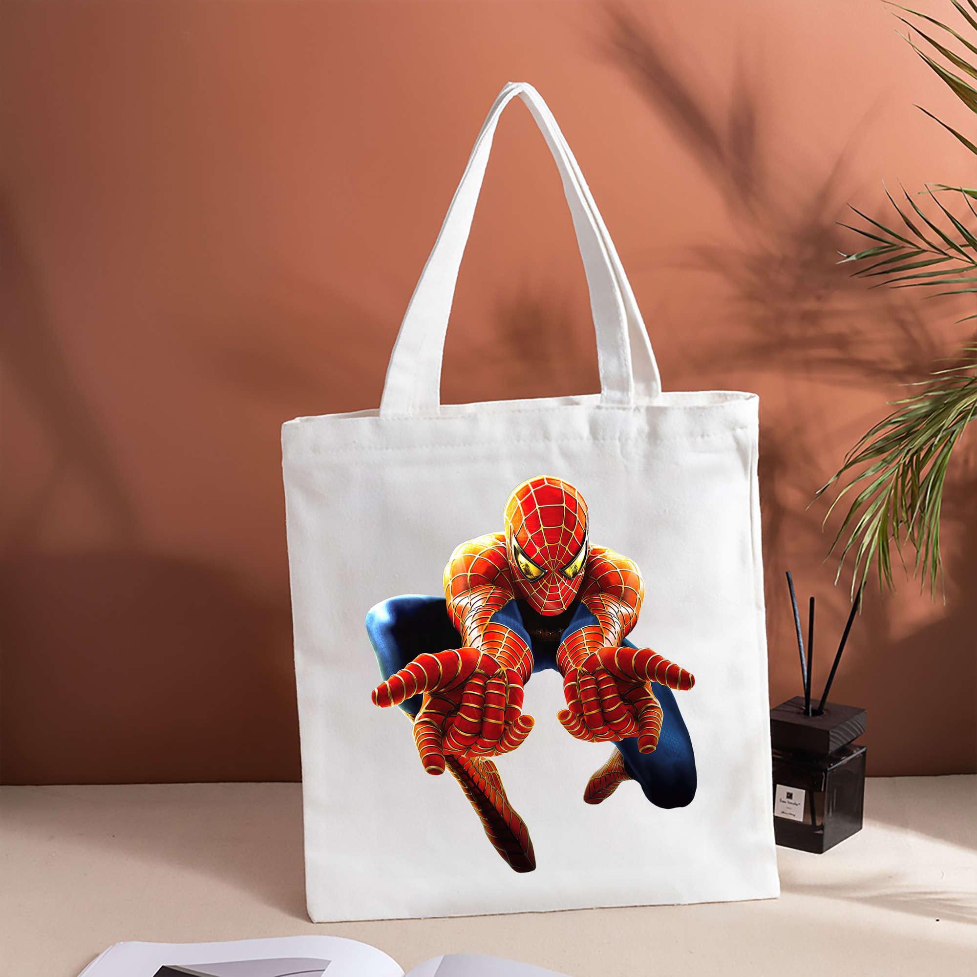 Spider Man スパイダーマン 縦型キャンバス生地手提げバッグ　トートバッグ