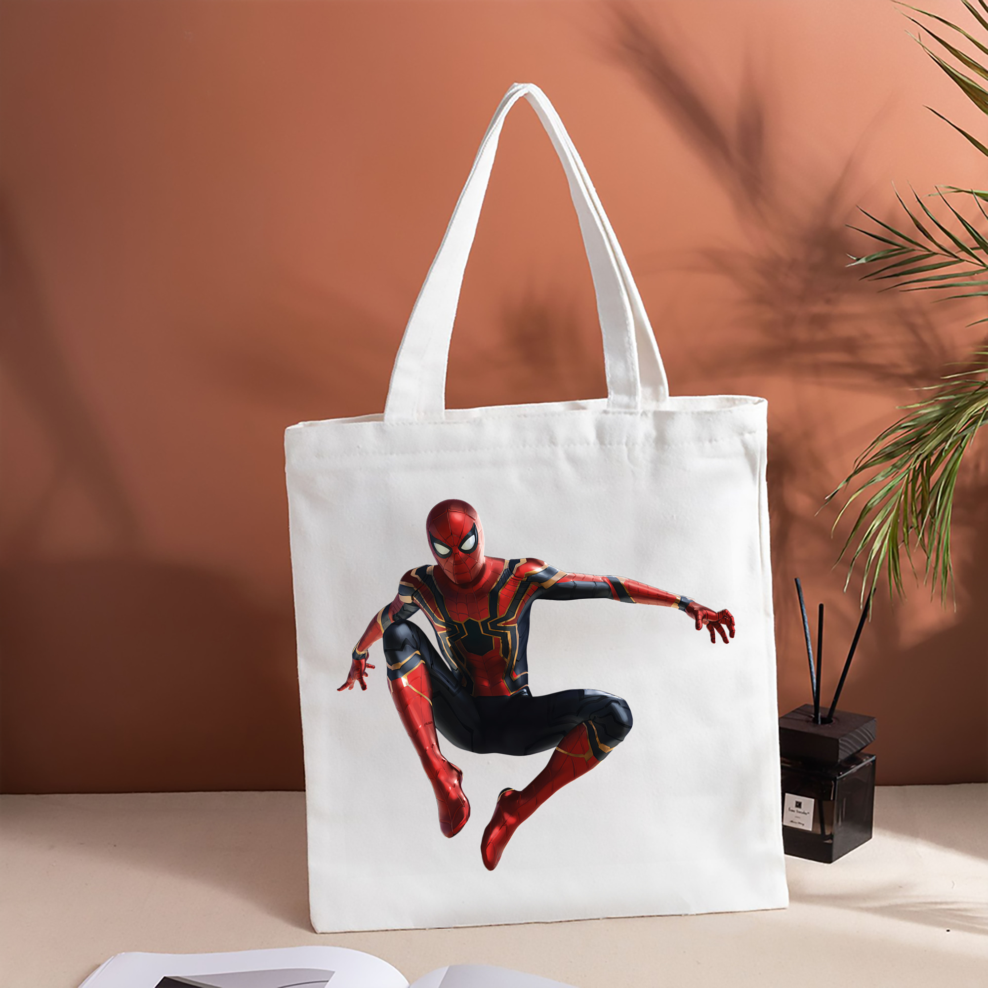 Spider Man スパイダーマン 縦型キャンバス生地手提げバッグ　トートバッグ