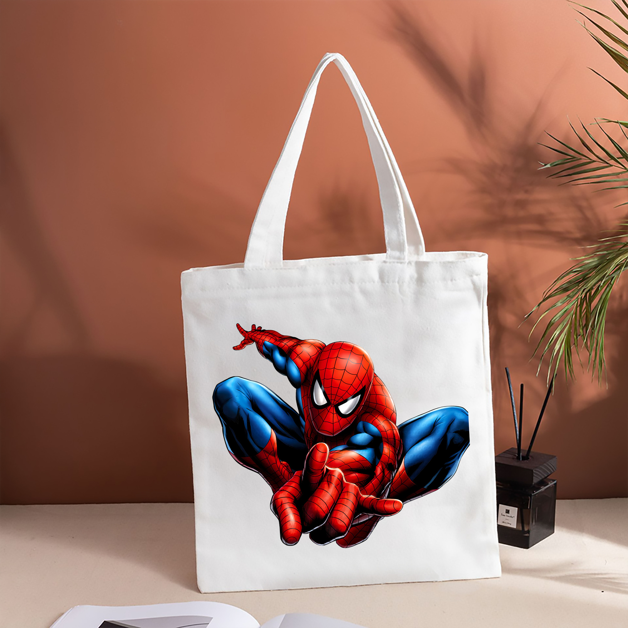 Spider Man スパイダーマン 縦型キャンバス生地手提げバッグ　トートバッグ