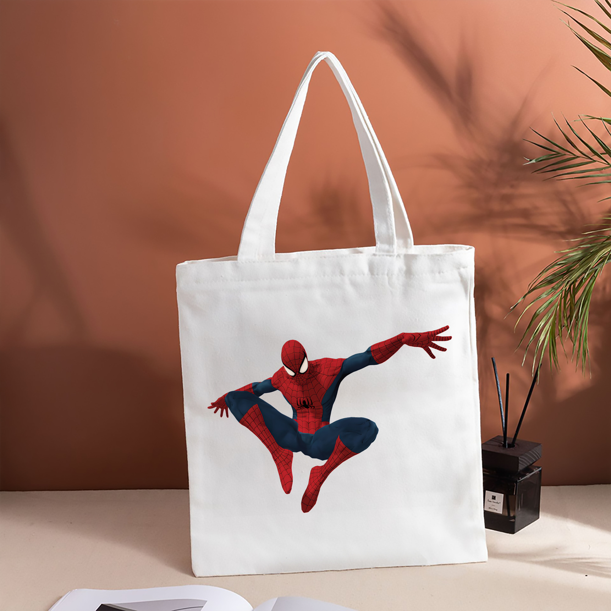 Spider Man スパイダーマン 縦型キャンバス生地手提げバッグ　トートバッグ
