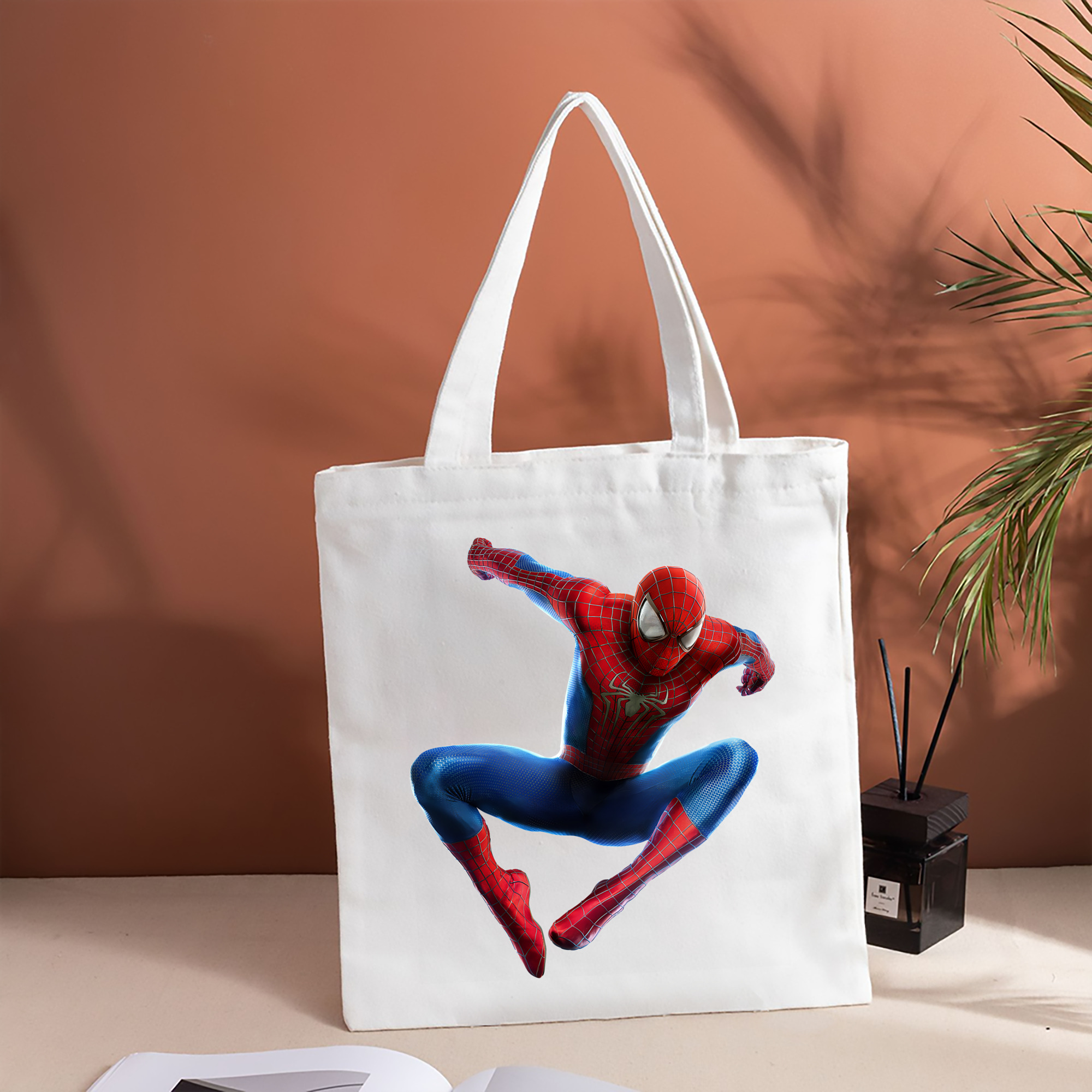 Spider Man スパイダーマン 縦型キャンバス生地手提げバッグ　トートバッグ