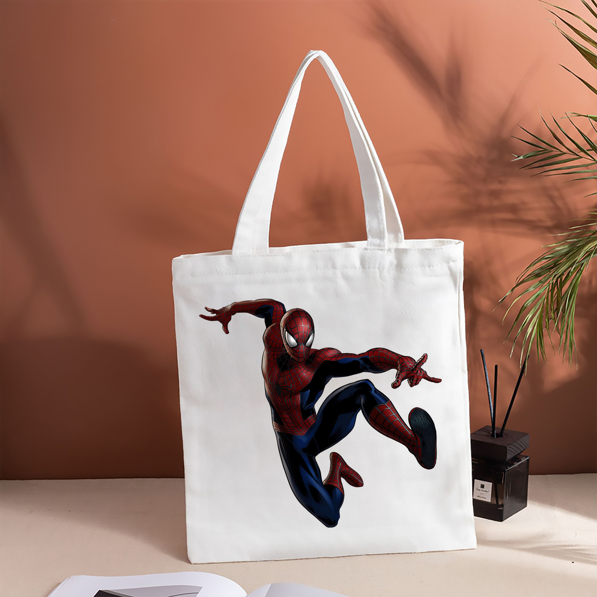 Spider Man スパイダーマン 縦型キャンバス生地手提げバッグ　トートバッグ