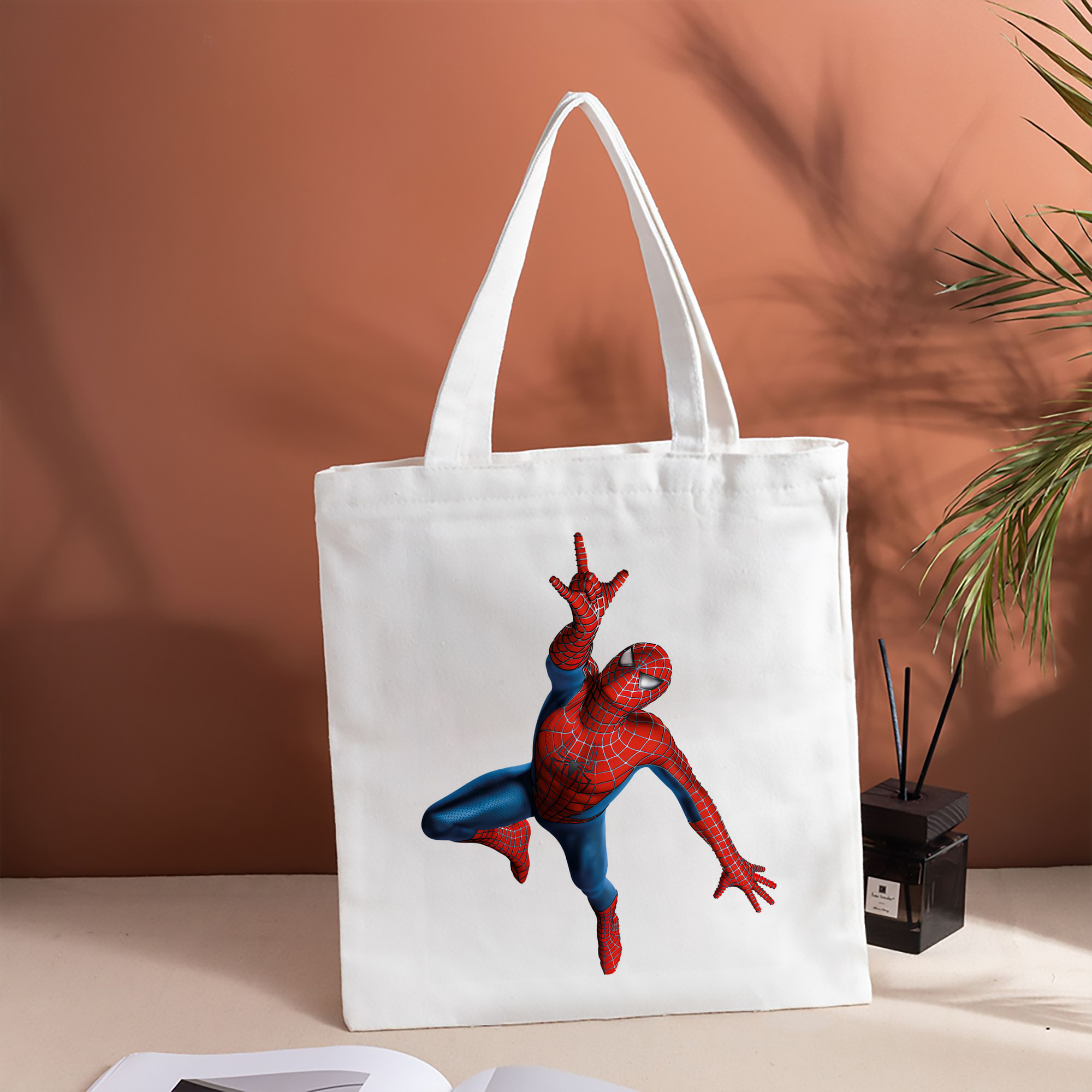 Spider Man スパイダーマン 縦型キャンバス生地手提げバッグ　トートバッグ