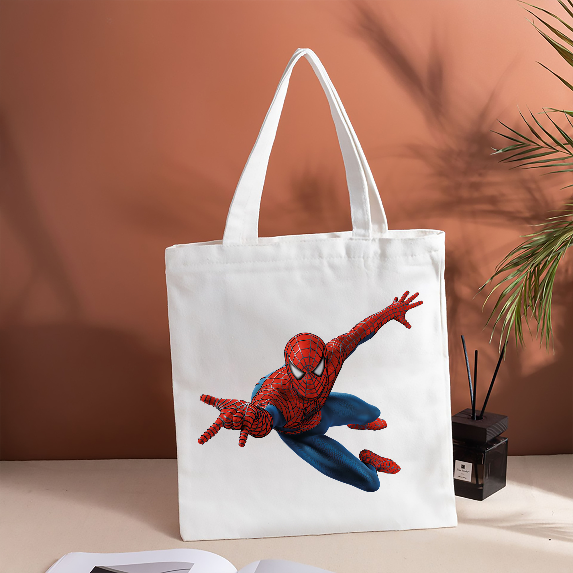 Spider Man スパイダーマン 縦型キャンバス生地手提げバッグ　トートバッグ