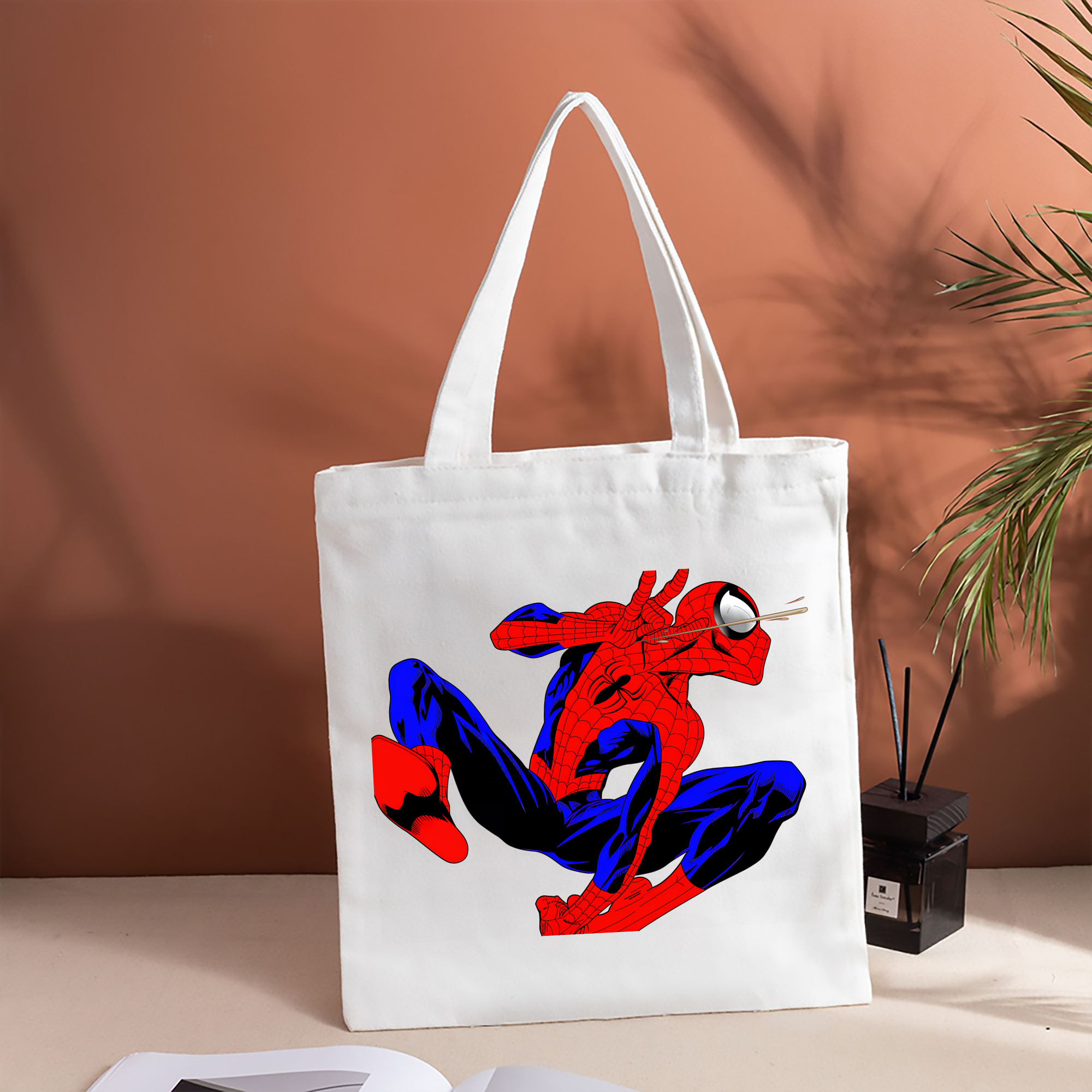 Spider Man スパイダーマン 縦型キャンバス生地手提げバッグ　トートバッグ