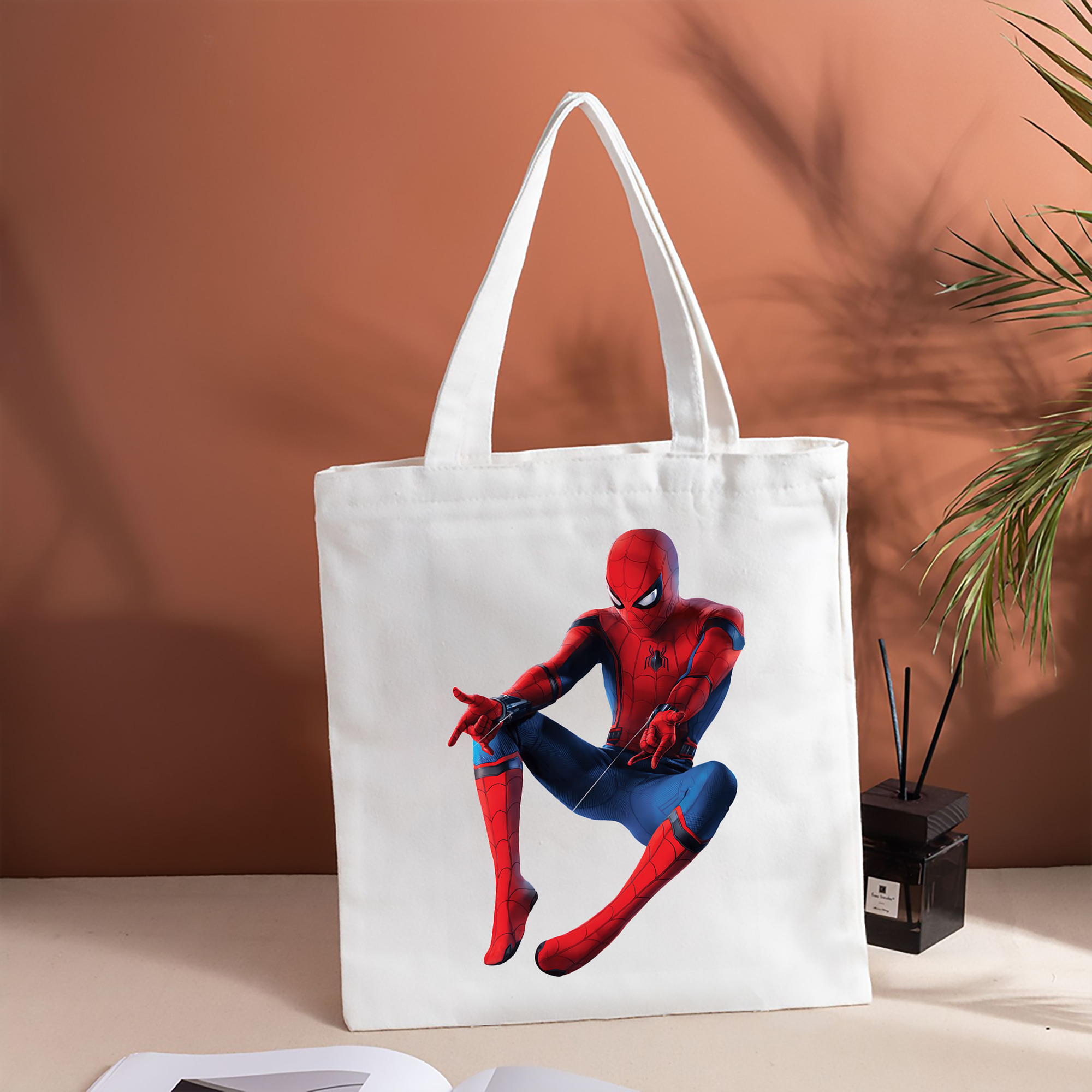 Spider Man スパイダーマン 縦型キャンバス生地手提げバッグ　トートバッグ