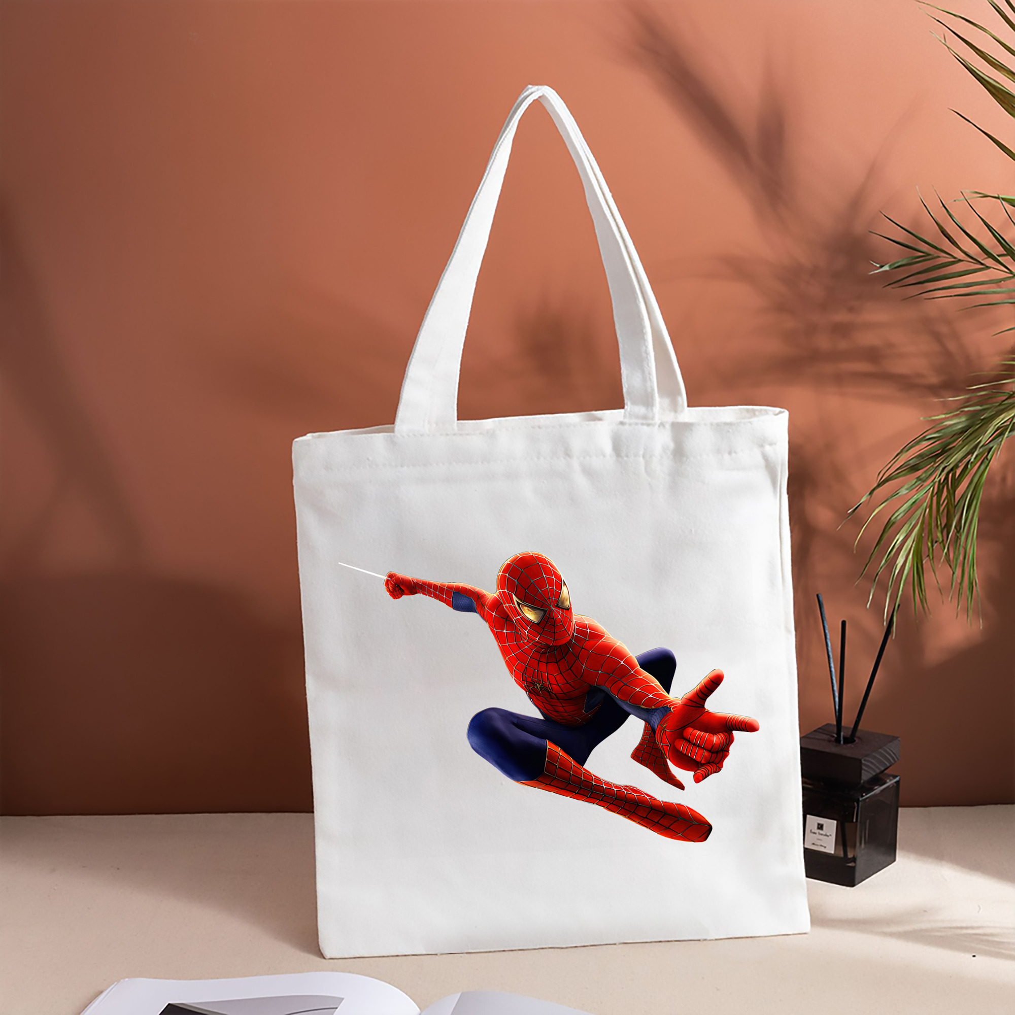 Spider Man スパイダーマン 縦型キャンバス生地手提げバッグ　トートバッグ