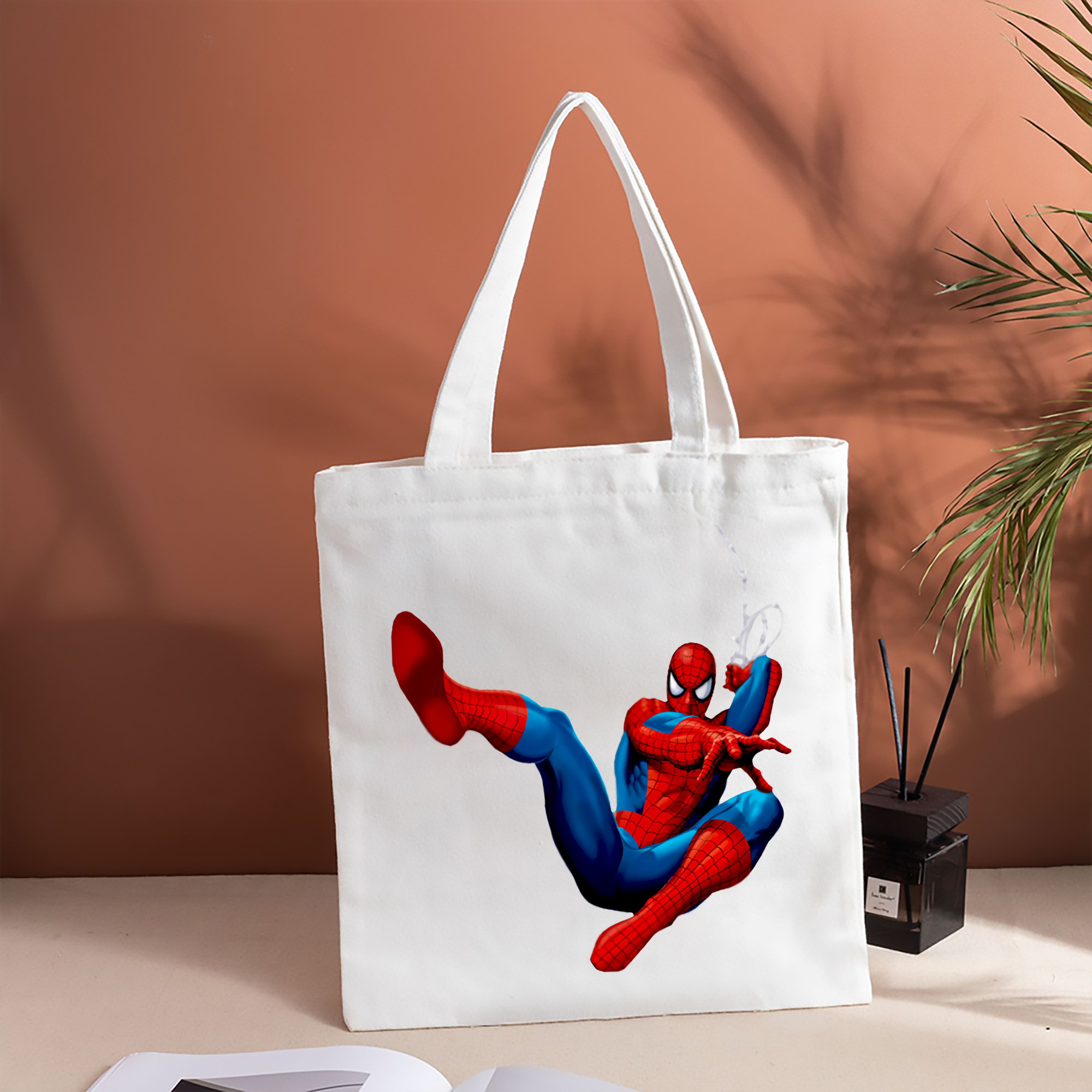 Spider Man スパイダーマン 縦型キャンバス生地手提げバッグ　トートバッグ
