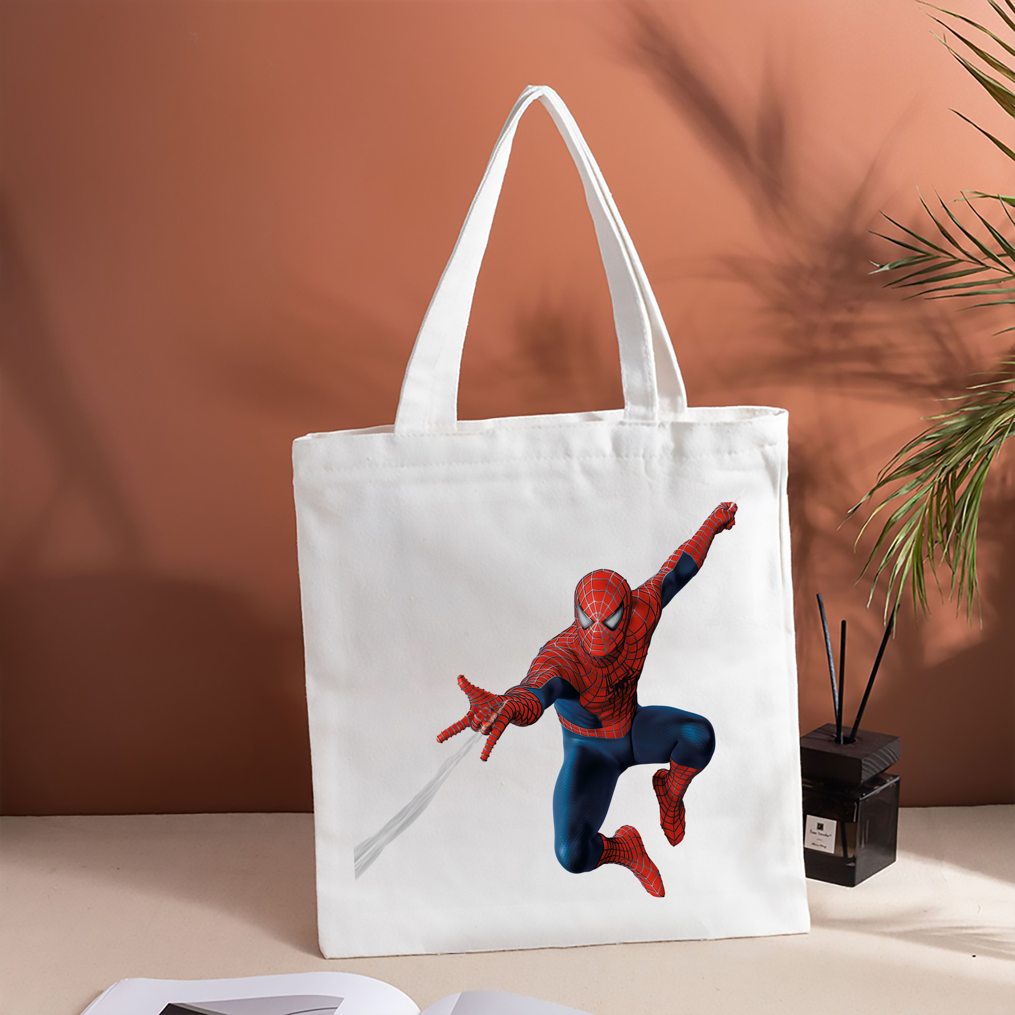 Spider Man スパイダーマン 縦型キャンバス生地手提げバッグ　トートバッグ