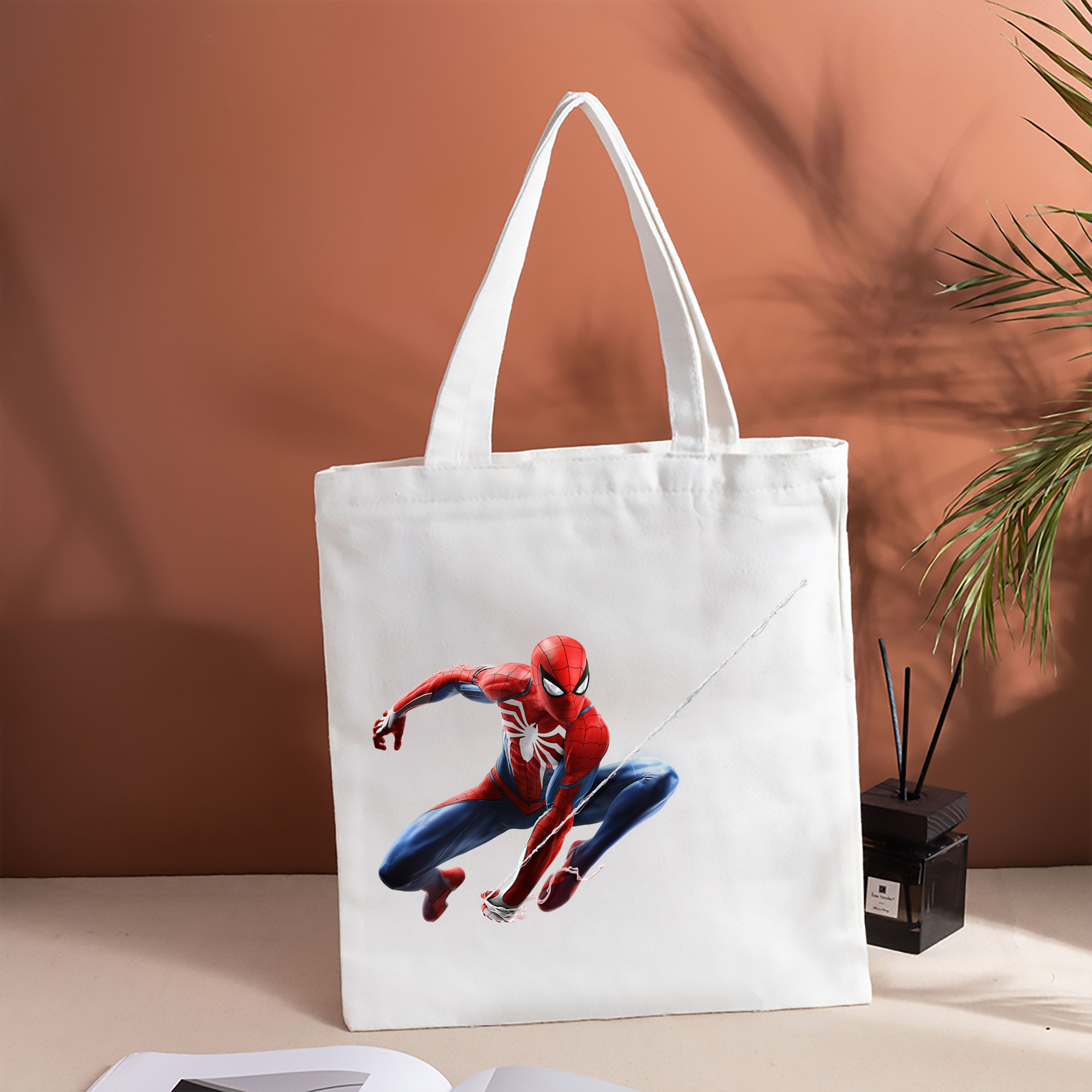 Spider Man スパイダーマン 縦型キャンバス生地手提げバッグ　トートバッグ