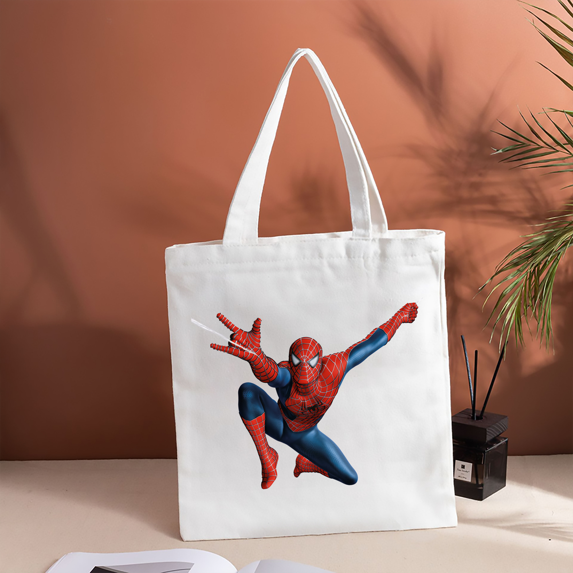 Spider Man スパイダーマン 縦型キャンバス生地手提げバッグ　トートバッグ