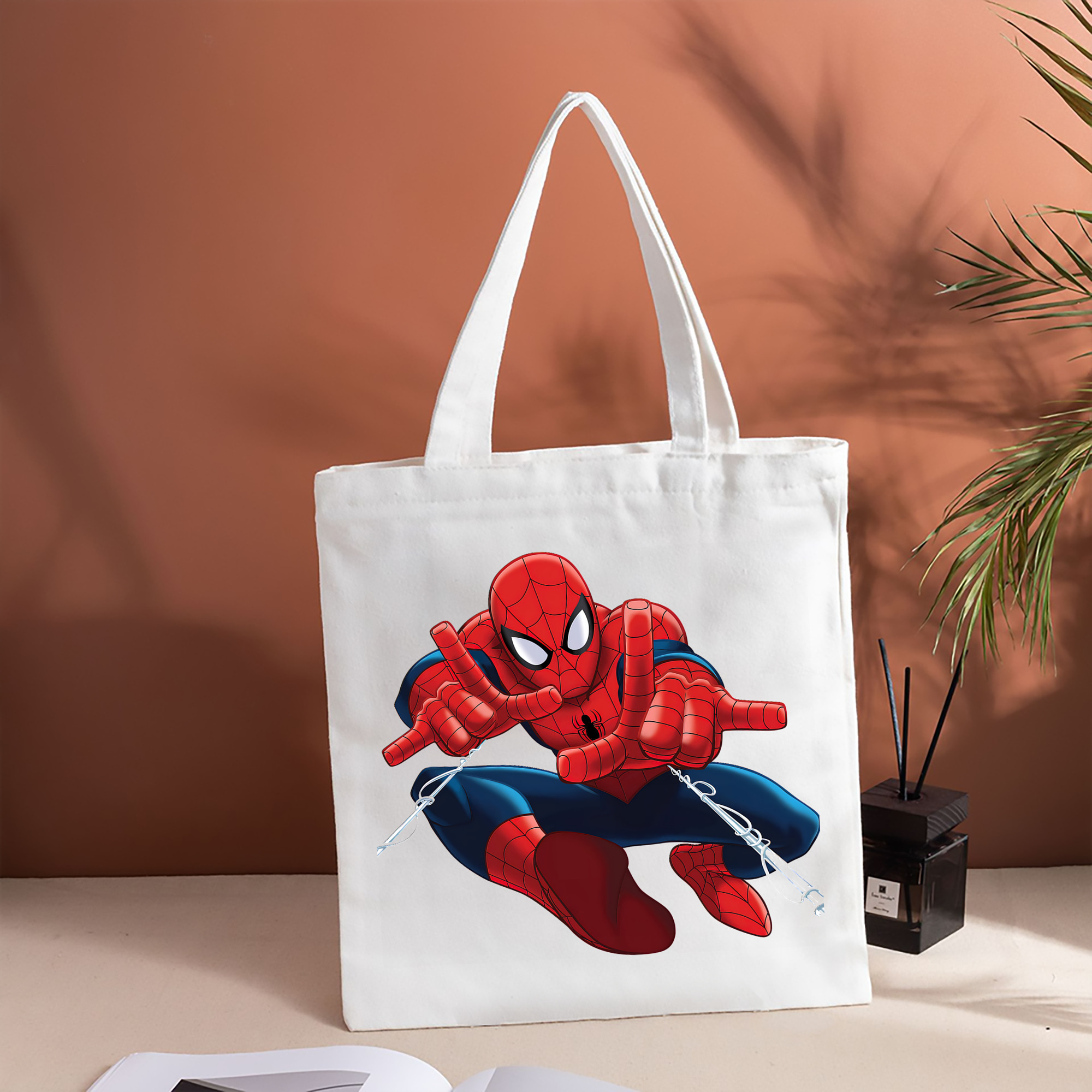 Spider Man スパイダーマン 縦型キャンバス生地手提げバッグ　トートバッグ