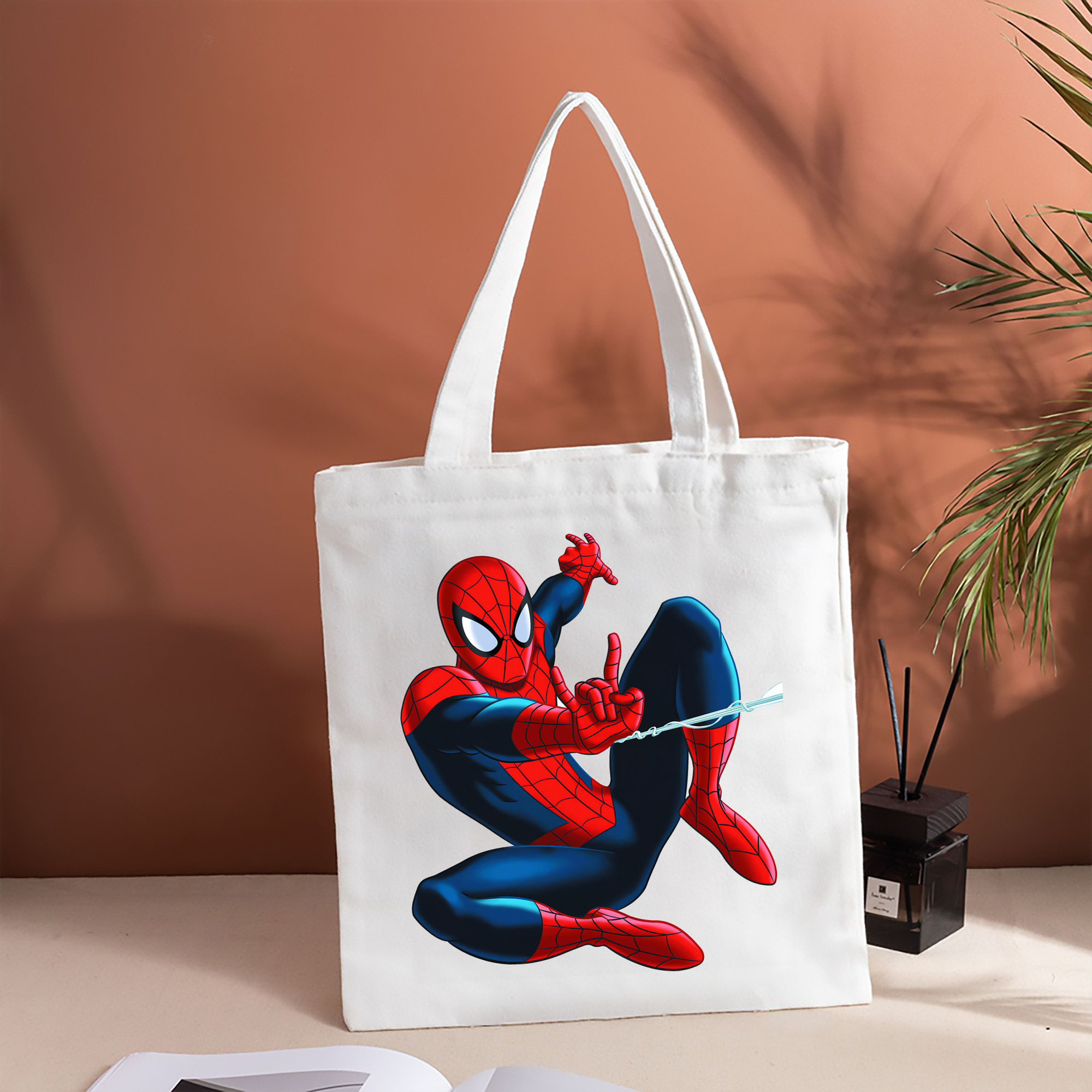 Spider Man スパイダーマン 縦型キャンバス生地手提げバッグ　トートバッグ