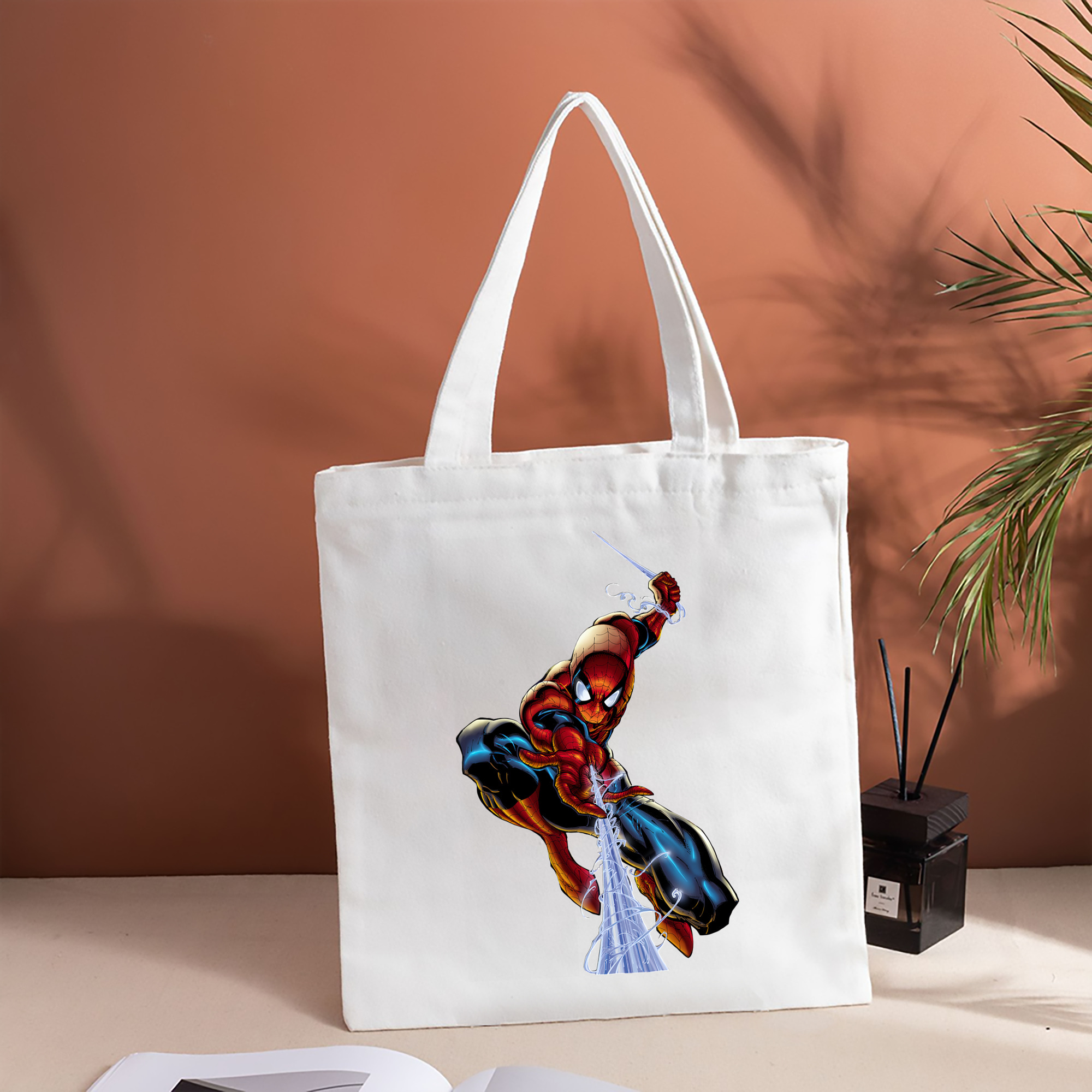 Spider Man スパイダーマン 縦型キャンバス生地手提げバッグ　トートバッグ