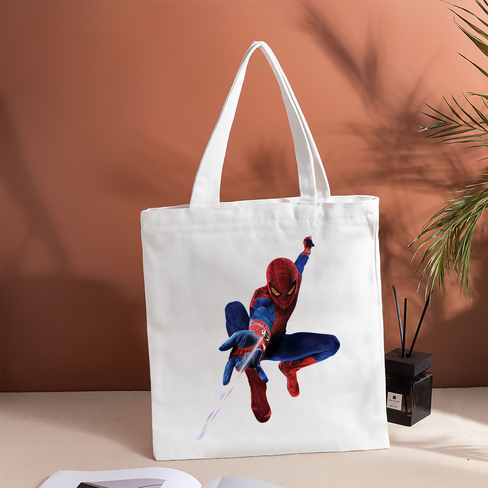 Spider Man スパイダーマン 縦型キャンバス生地手提げバッグ　トートバッグ