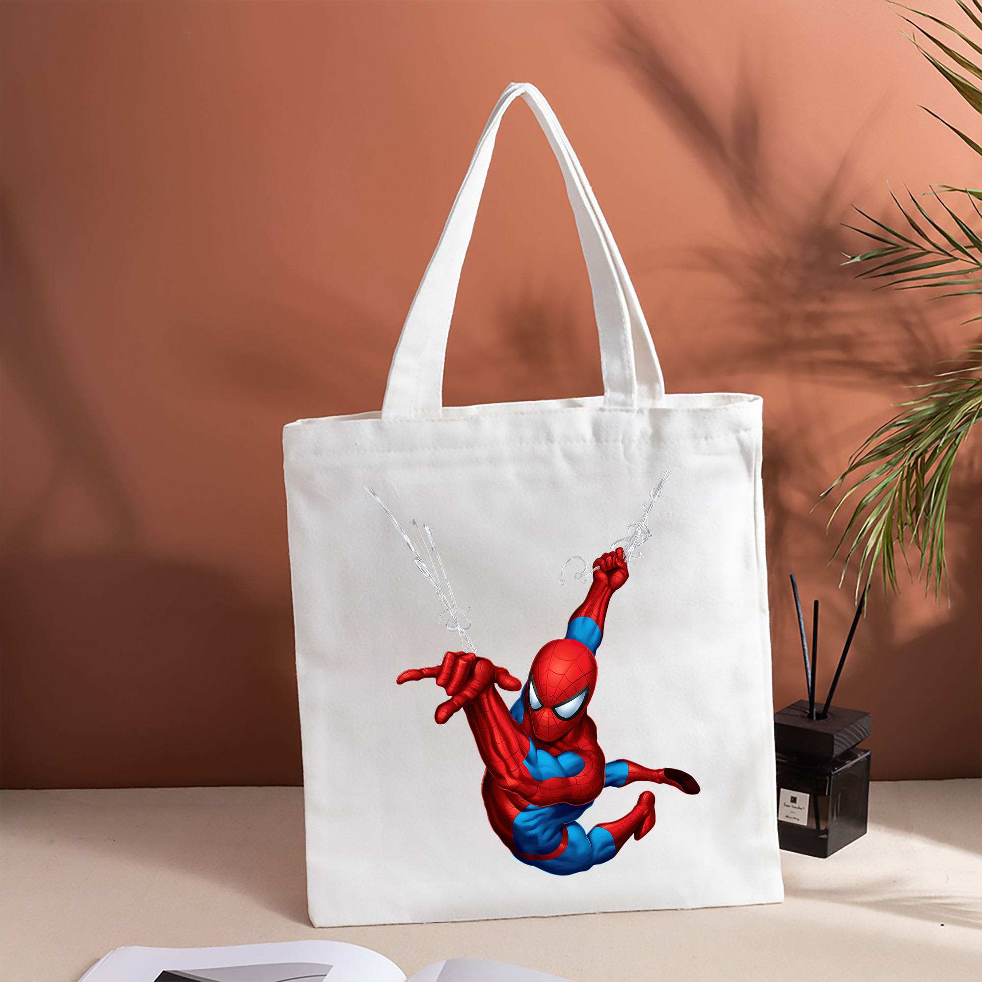 Spider Man スパイダーマン 縦型キャンバス生地手提げバッグ　トートバッグ